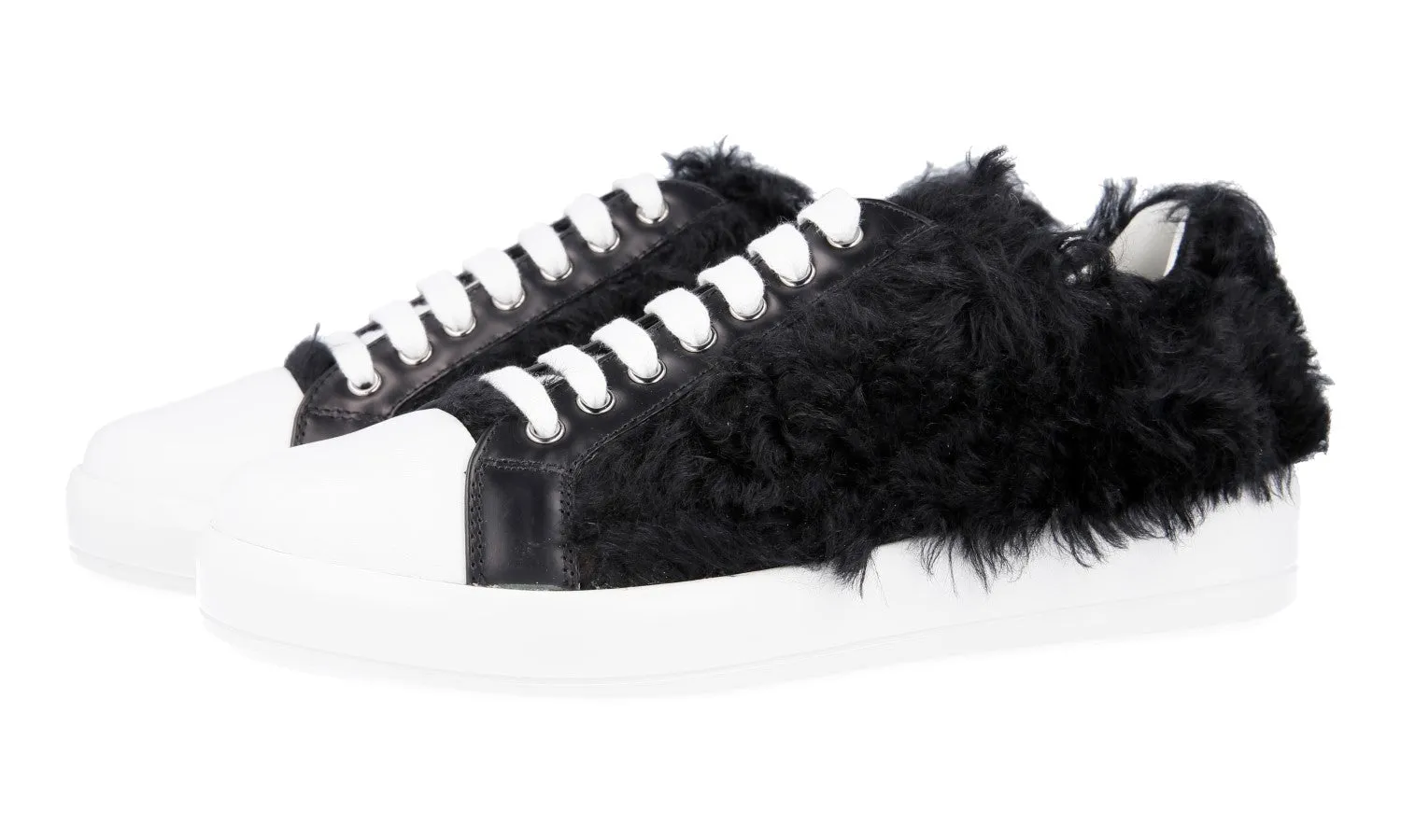 Slip Resistant Pattern Prada Women's Black Leather Sneaker 3E6299