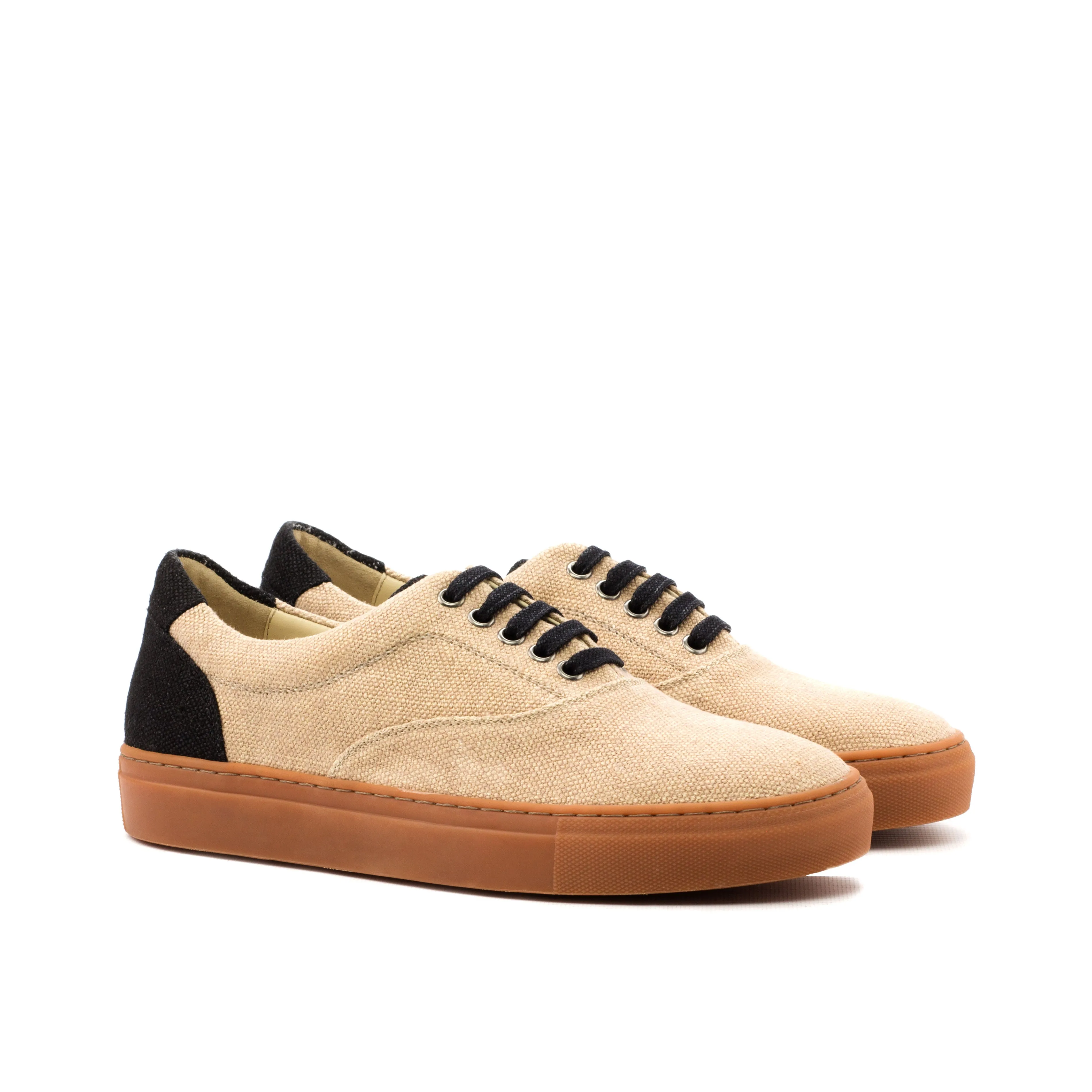 moisture - wicking shoes support technology Beige & Black Linen Top-Sider Trainers