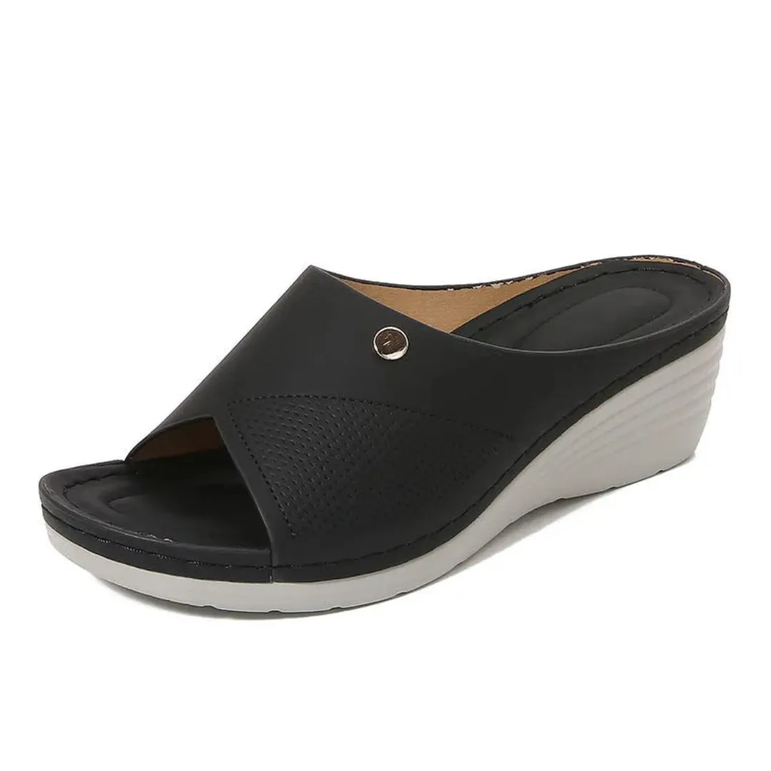 Holiday Time Soft Cushioning Bella Open-Toe Wedge Slip-On Sandals