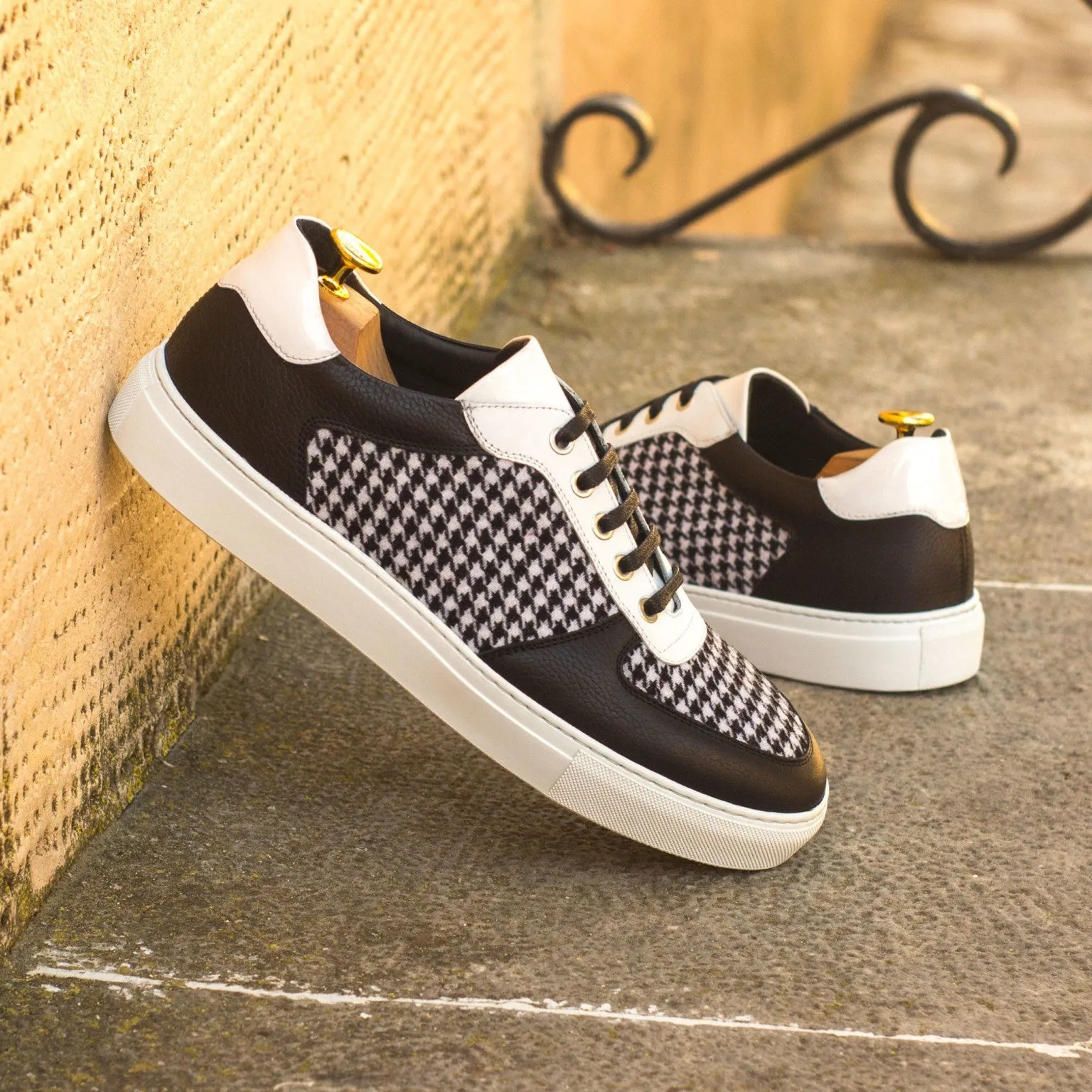 Black & White Houndstooth Low-Top Sneakers multi - directional - flexibility Love