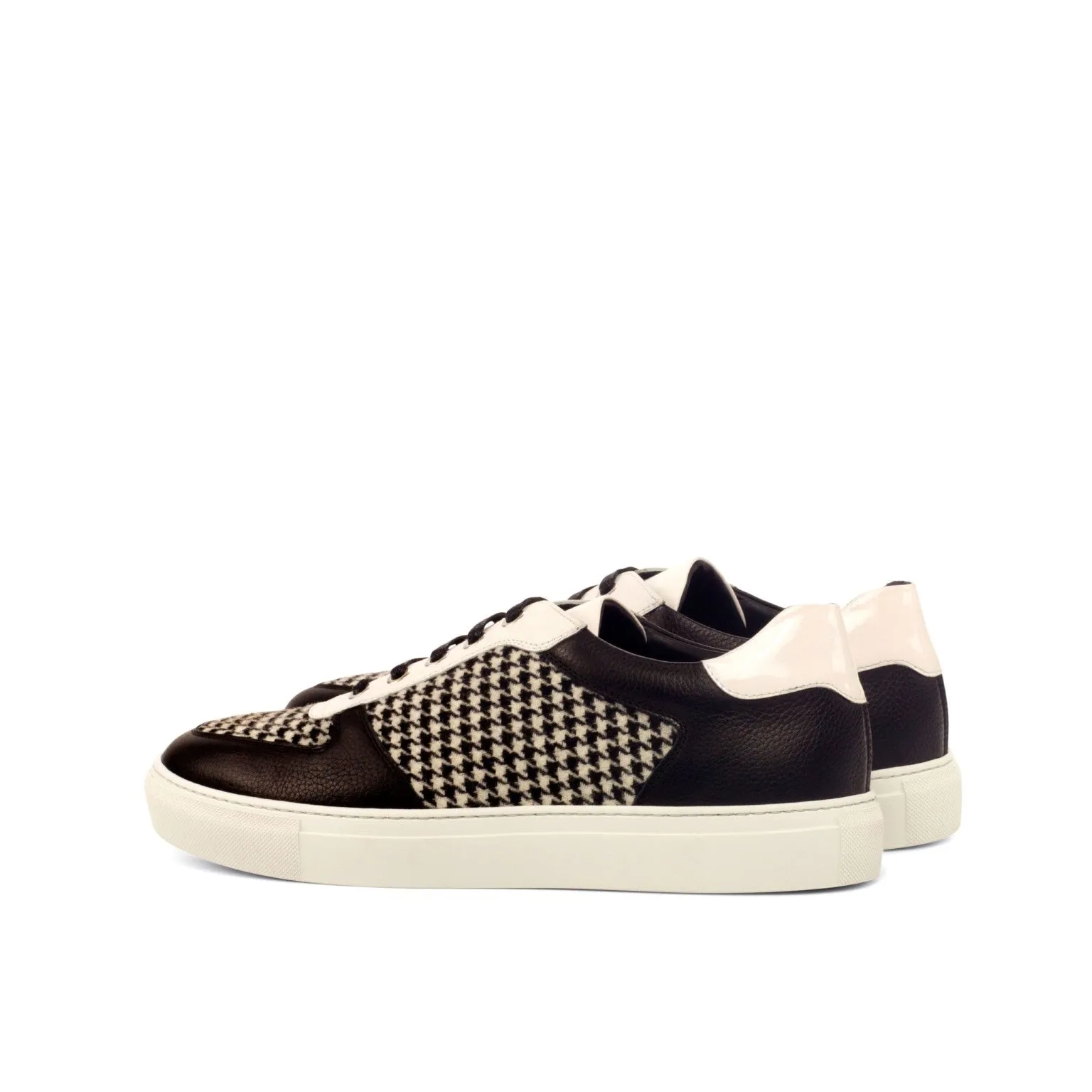 Black & White Houndstooth Low-Top Sneakers running in a frozen lake area shoes