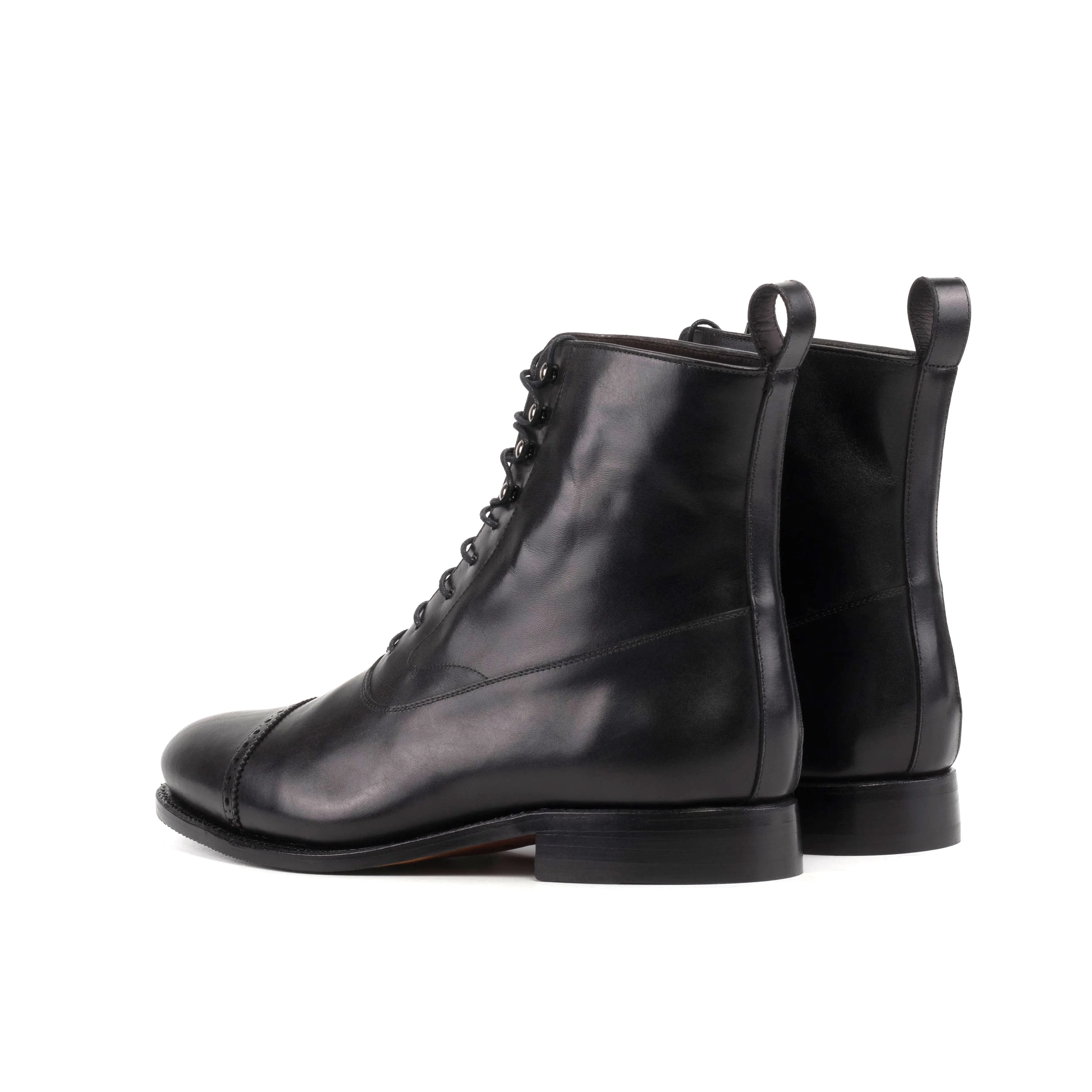 Comfortable Wear Black Box Calf Leather Balmoral Boot