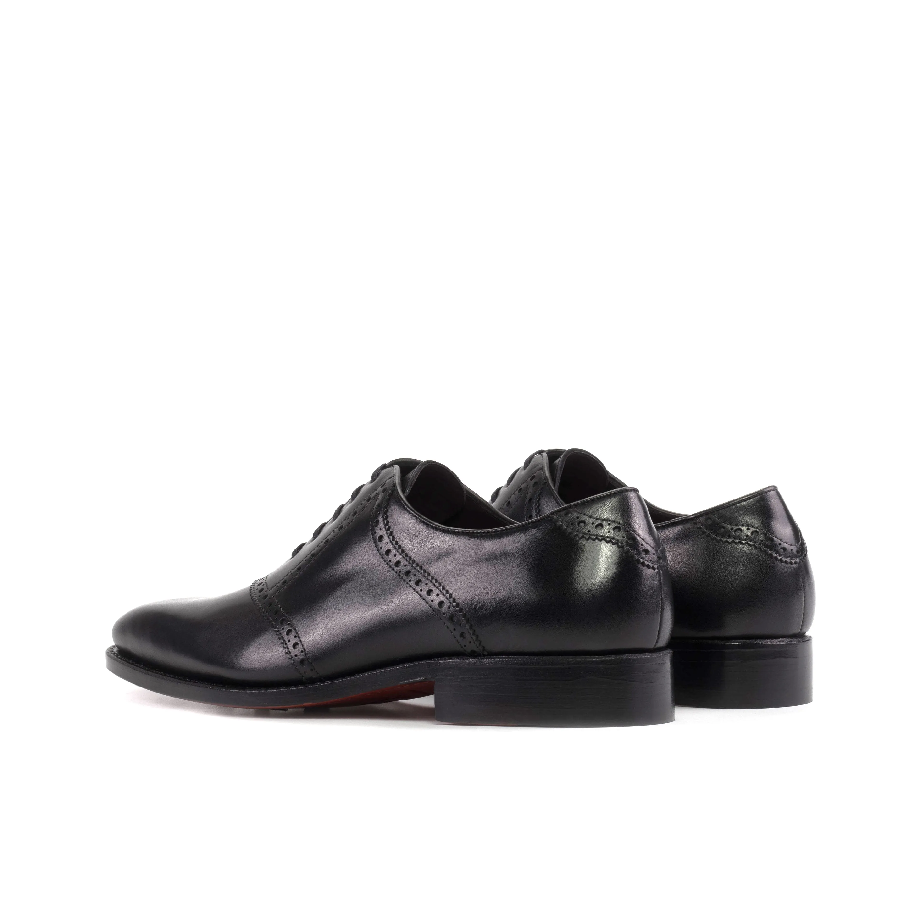 Gala Dinner Neutral Hue Black Box Calf Leather Saddle Shoes