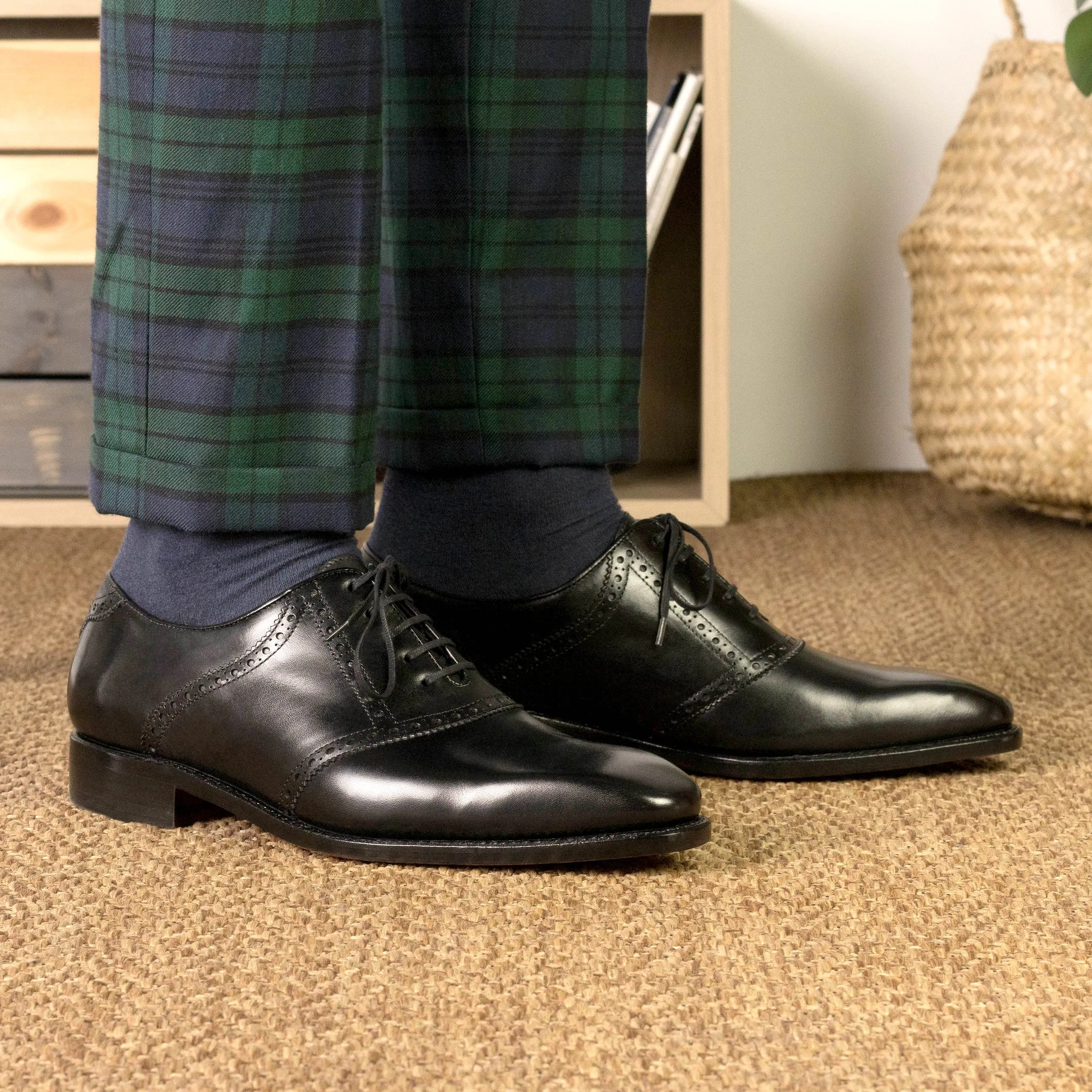 Black Box Calf Leather Saddle Shoes Moisture wicking Icon Shade