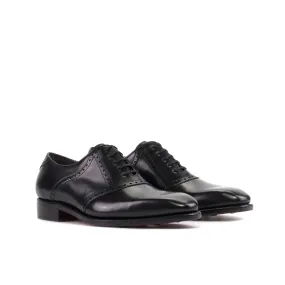 Black Box Calf Leather Saddle Shoes Comfortable Heel