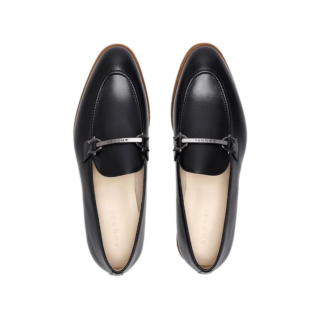 All Day Casual Style Shoes Black Calf Horsebit Loafer