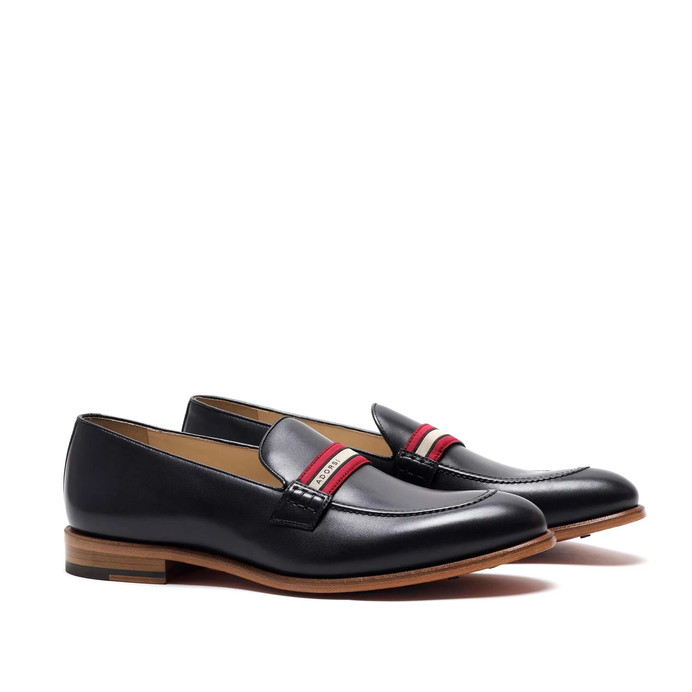 Buy Step padded insole Black Calf Web Stripe Loafer