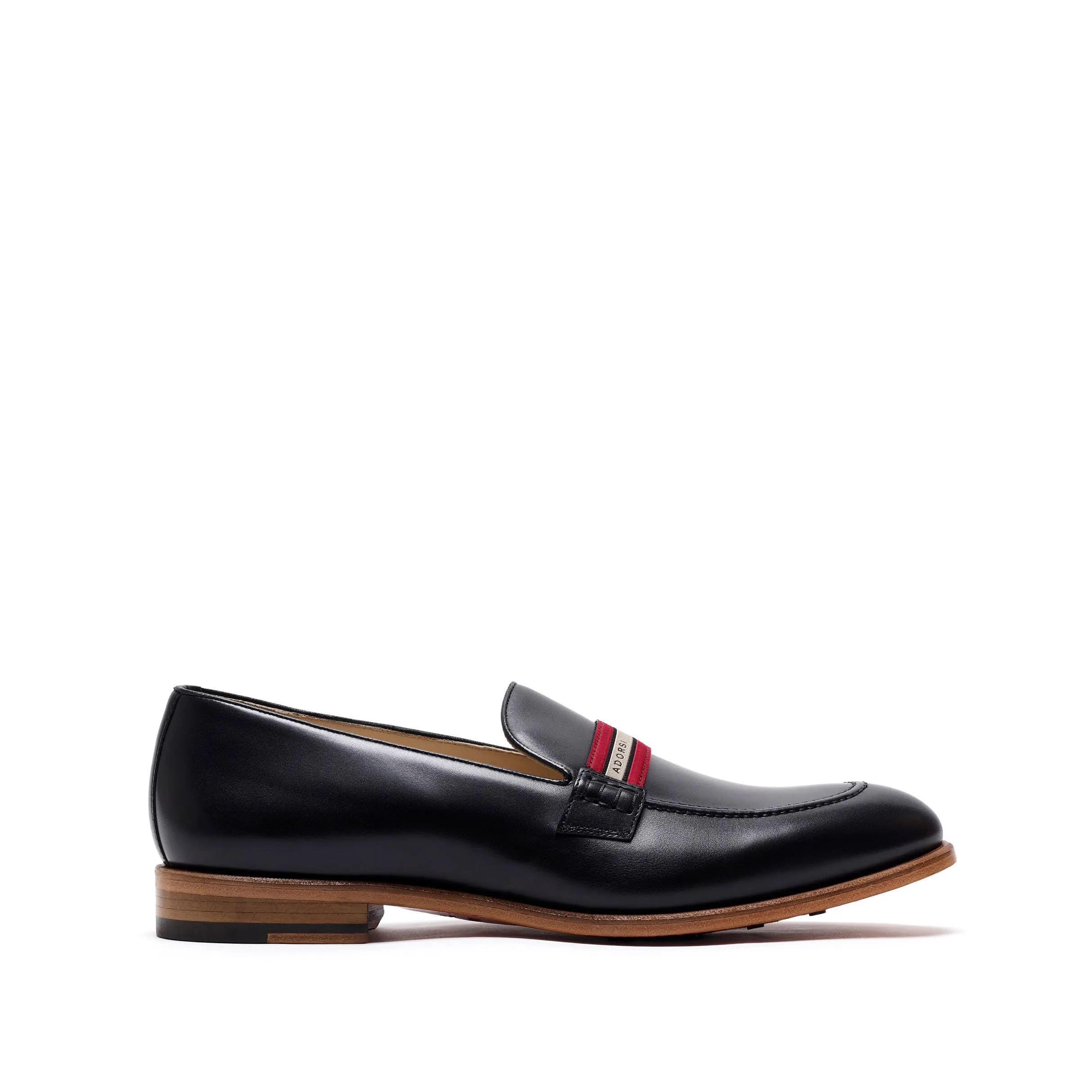 Air Steps Black Calf Web Stripe Loafer