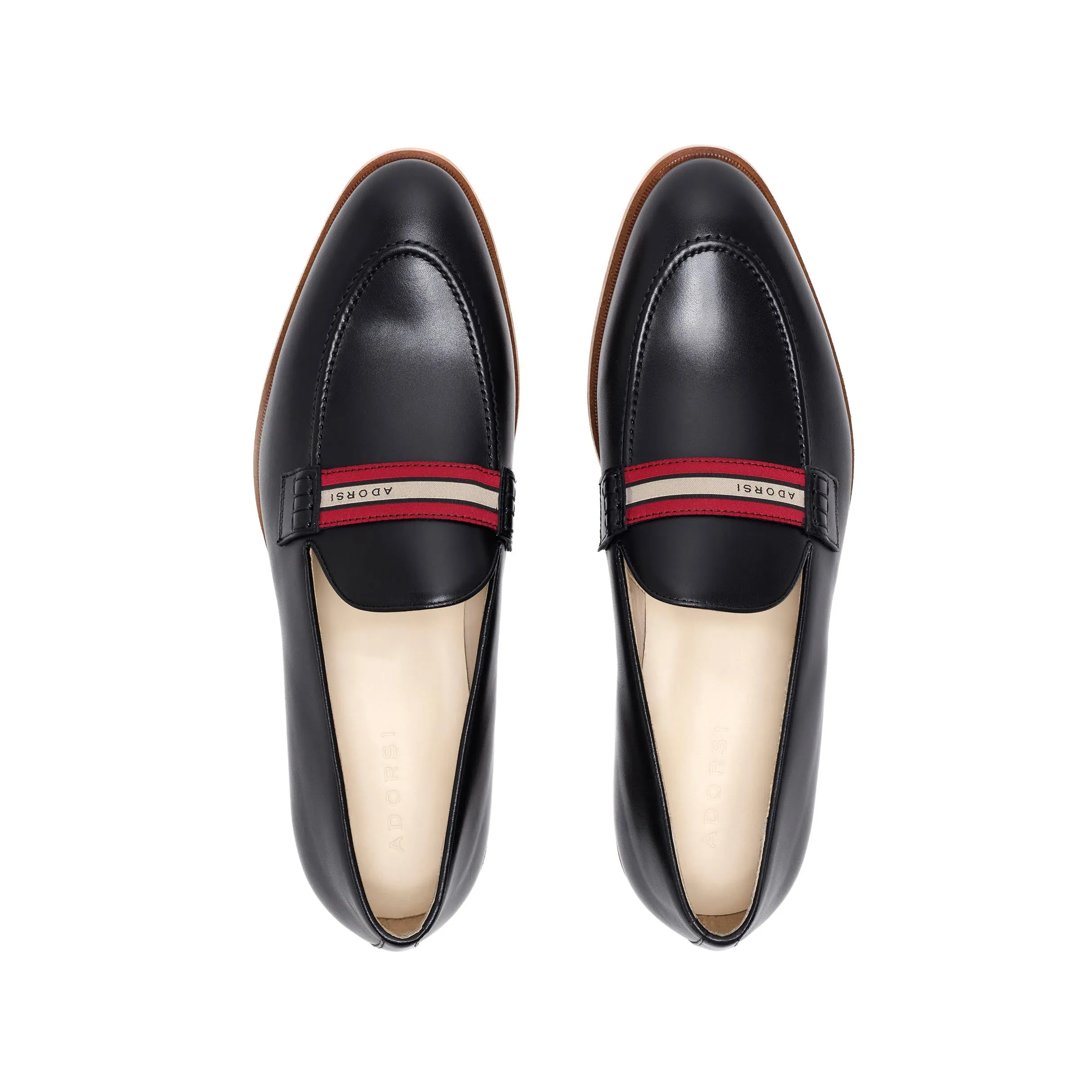 Black Calf Web Stripe Loafer Center Stage Classic Fit