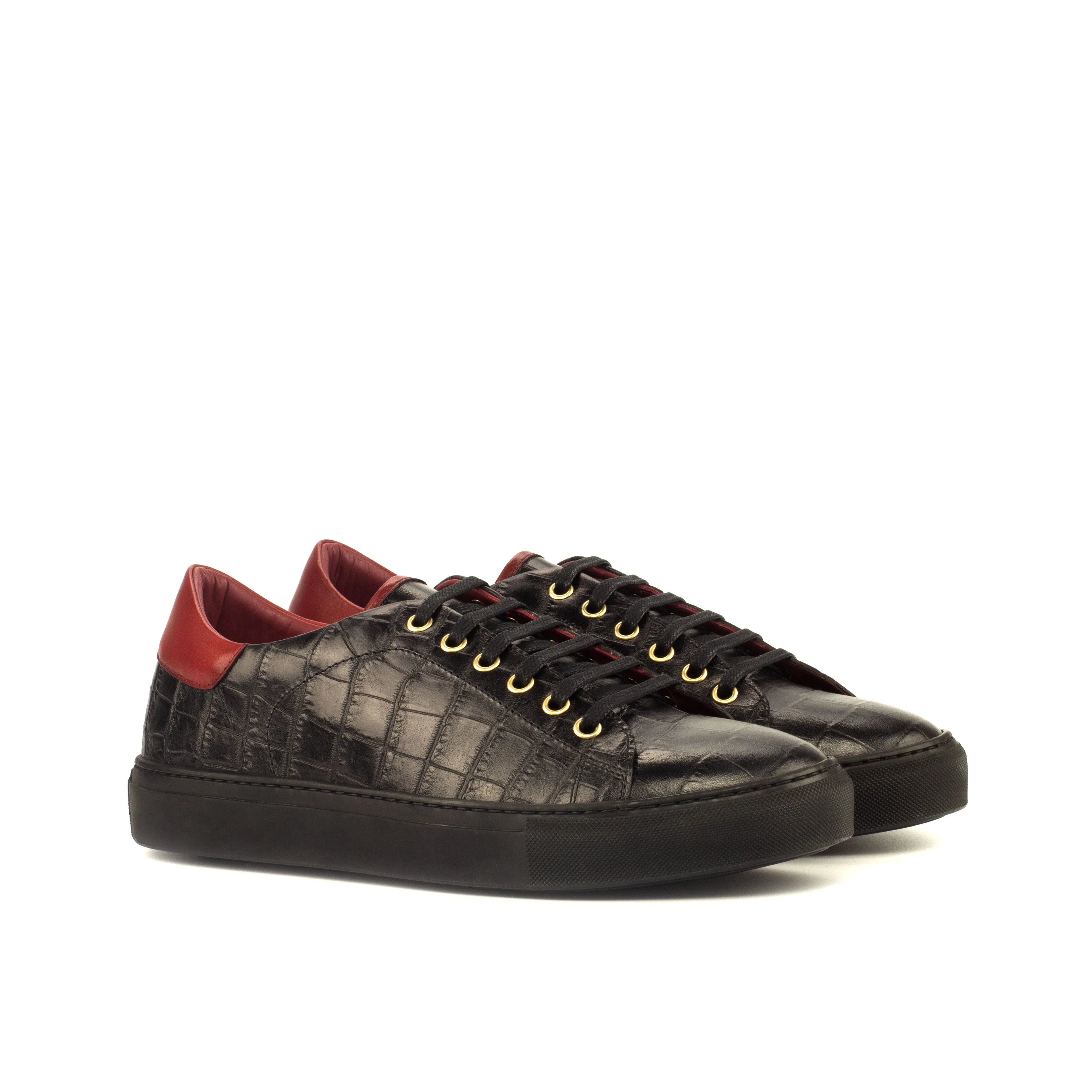 Quick Move Black Croco Leather Trainers