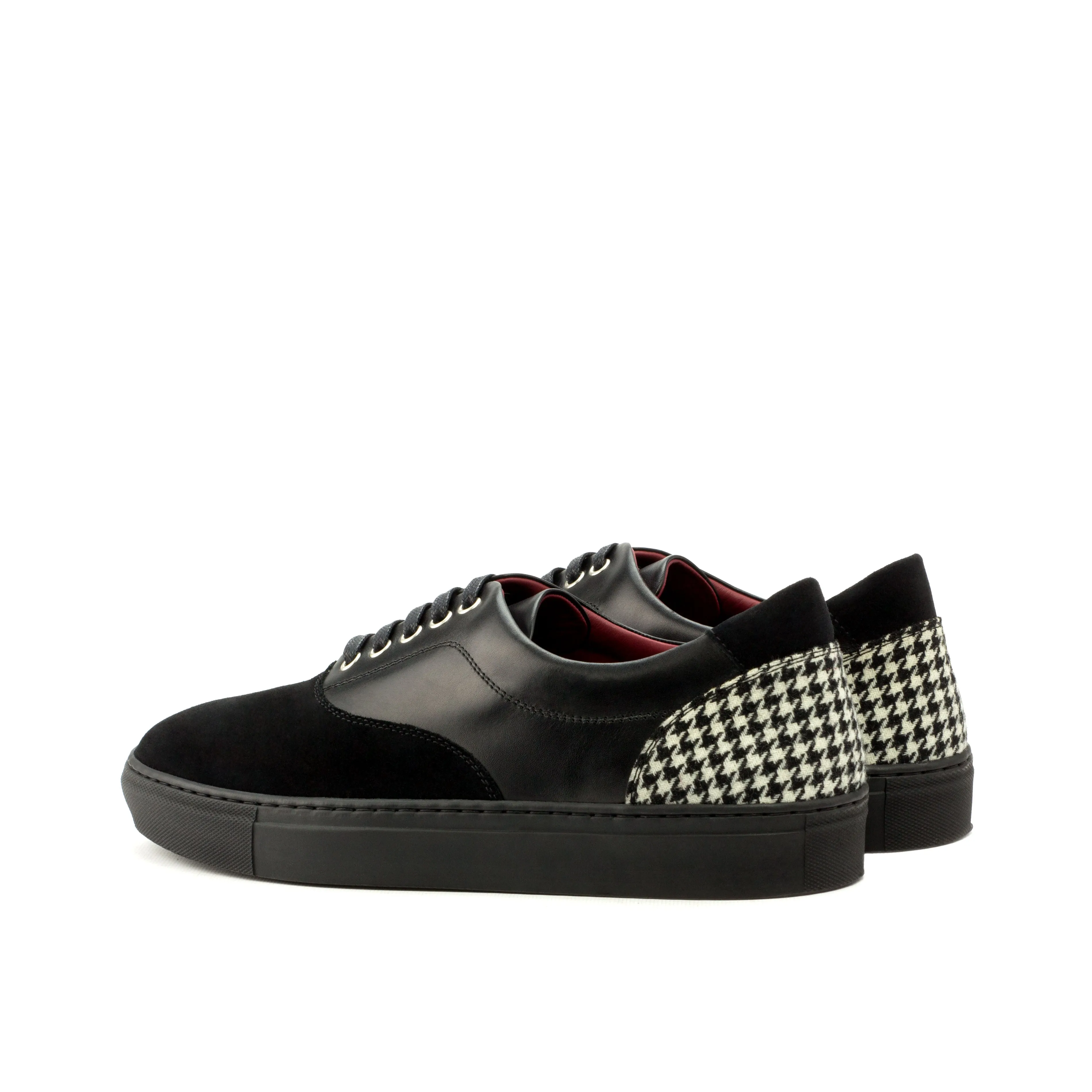 Black Nappa, Suede, & Houndstooth Top-Sider Trainers Compression Molded Midsoles