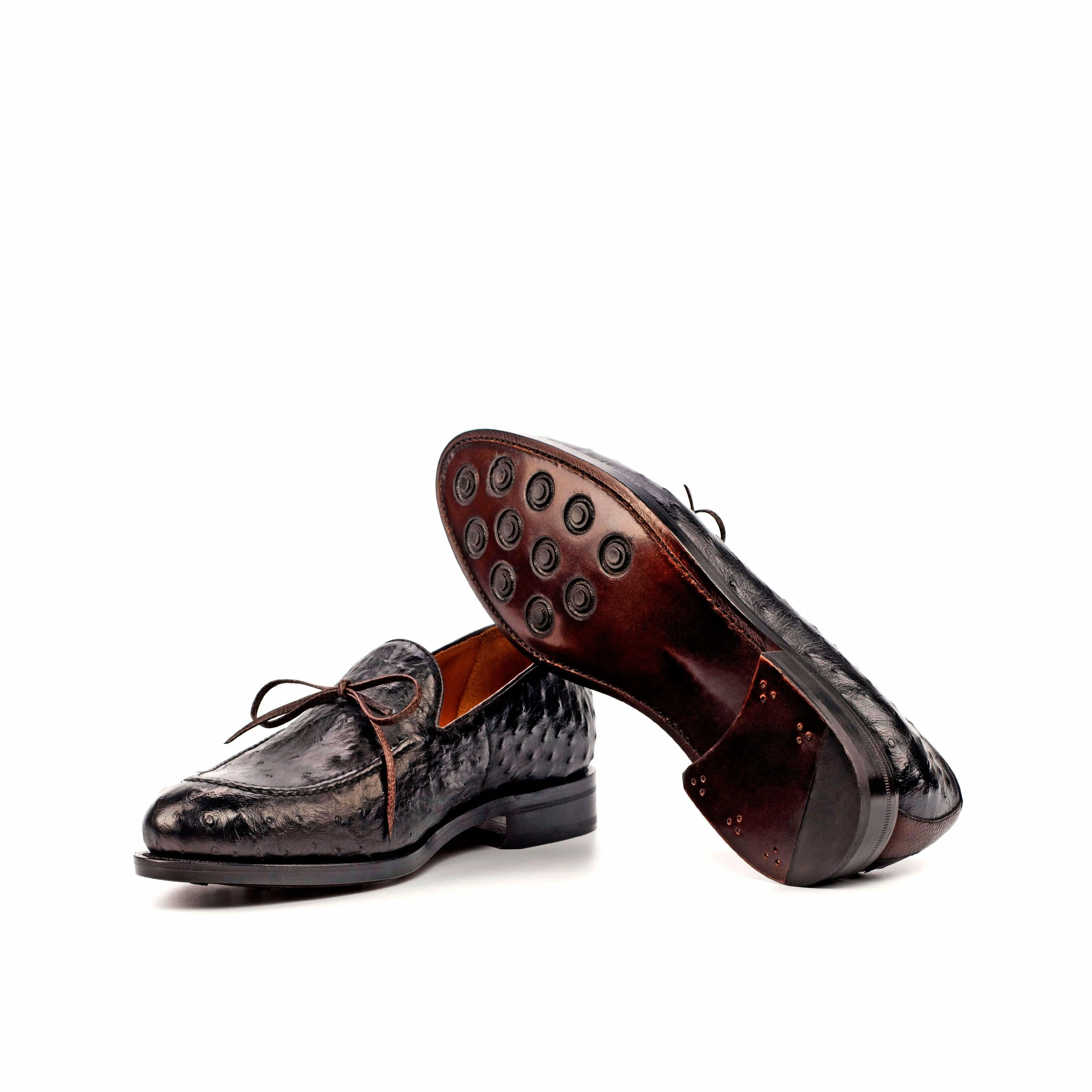 All Week Use Black Ostrich Laced Loafer
