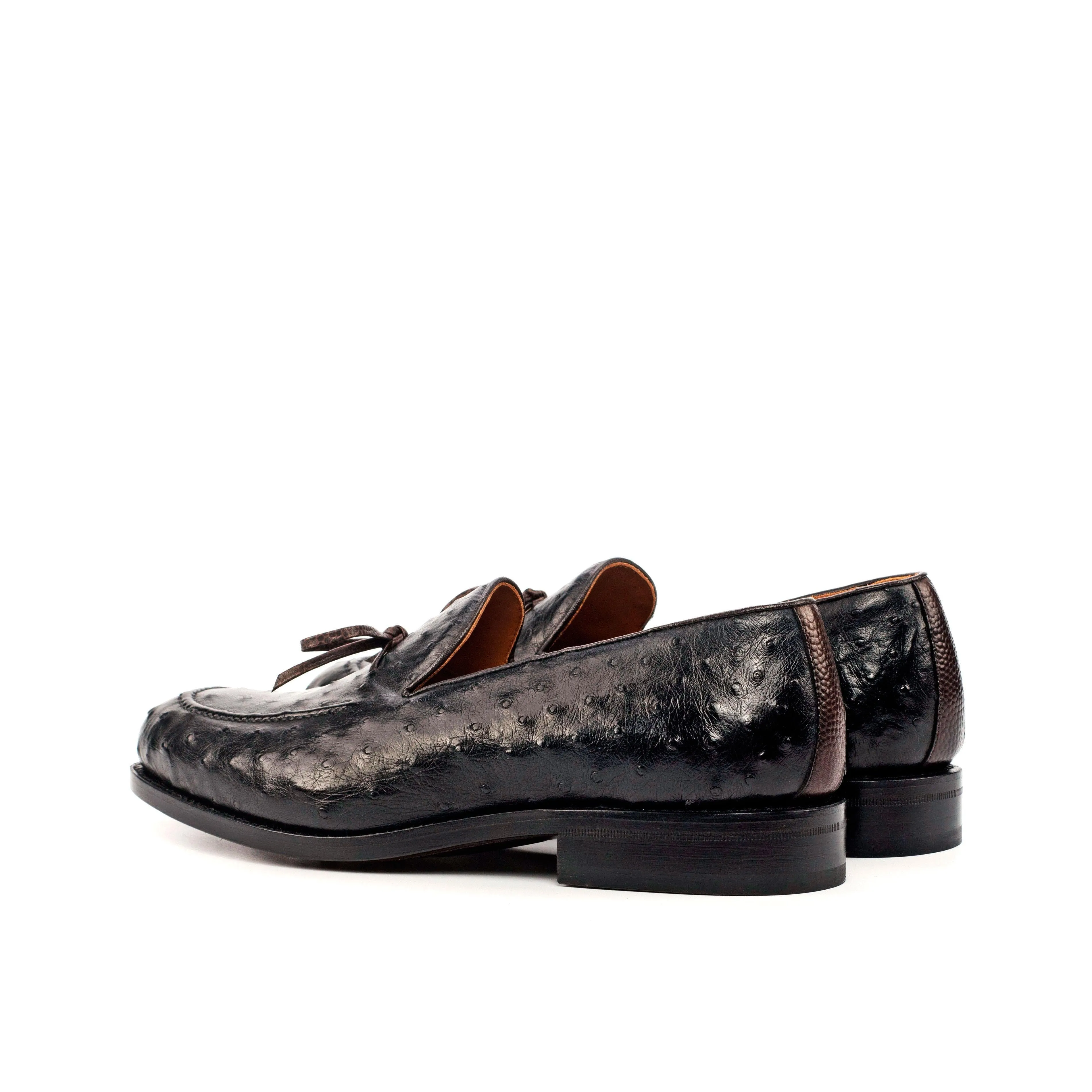 Black Ostrich Laced Loafer Slim Outfit Ballroom Event