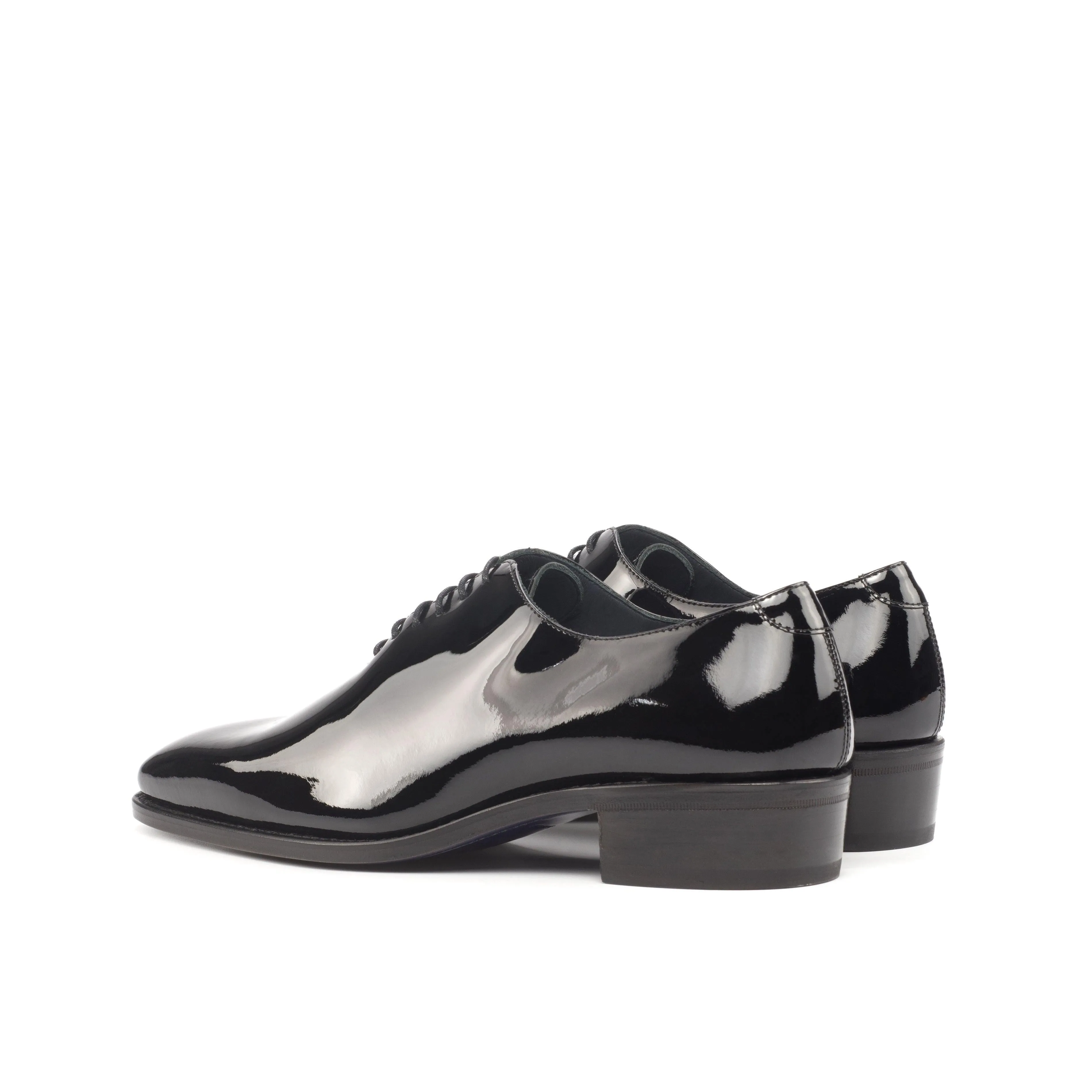 Formal Wear Black Patent Leather Wholecut Shoes with Cuban heel