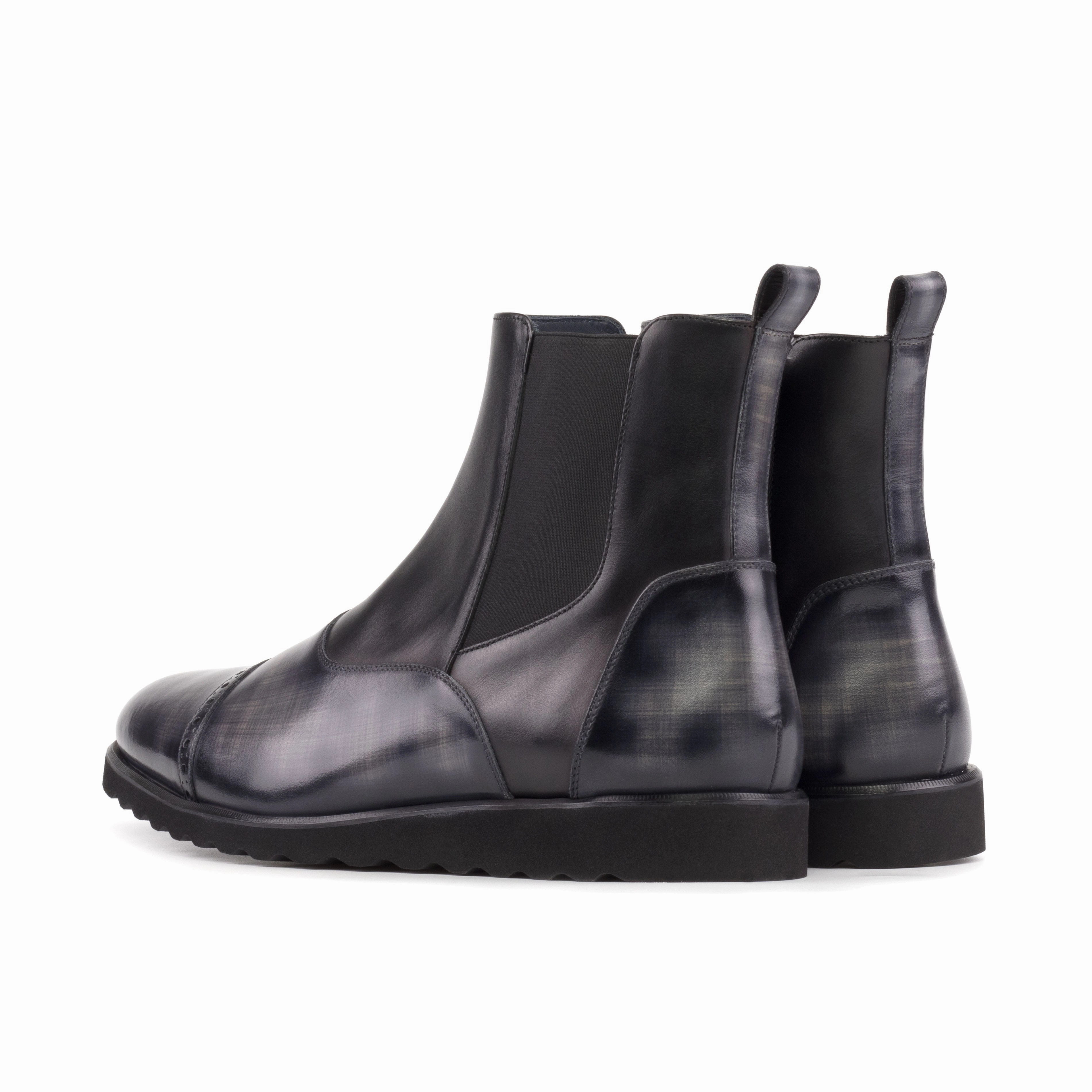 Black Calf & Grey Patina Chelsea Chunky Boots Feather Light Morning Walk