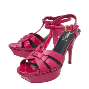 Pointed Toe YSL Fuchsia Tribute Mid Heel Sandals 38