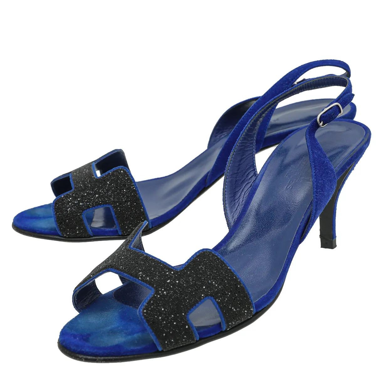 Cold Guard material Hermes Bicolor Crystal and Suede Night 70 Sandal 39