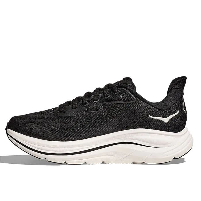 morning run Balanced Grip Mens Hoka Clifton 10 in Black/White