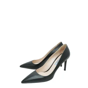 Prada Black Pointed Toe Pump 39.5 Stage Pop