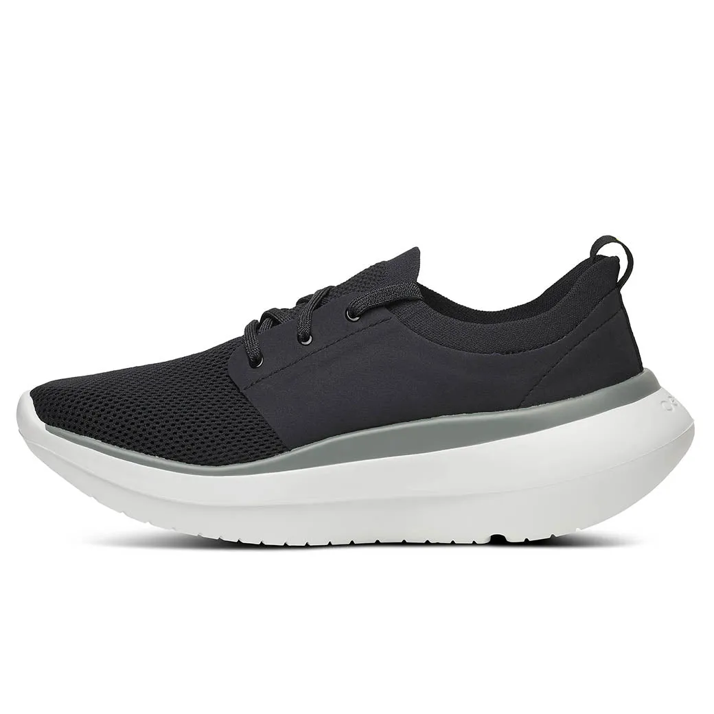 Mens Oofos OOmy Stride in White Black Precision Stitching