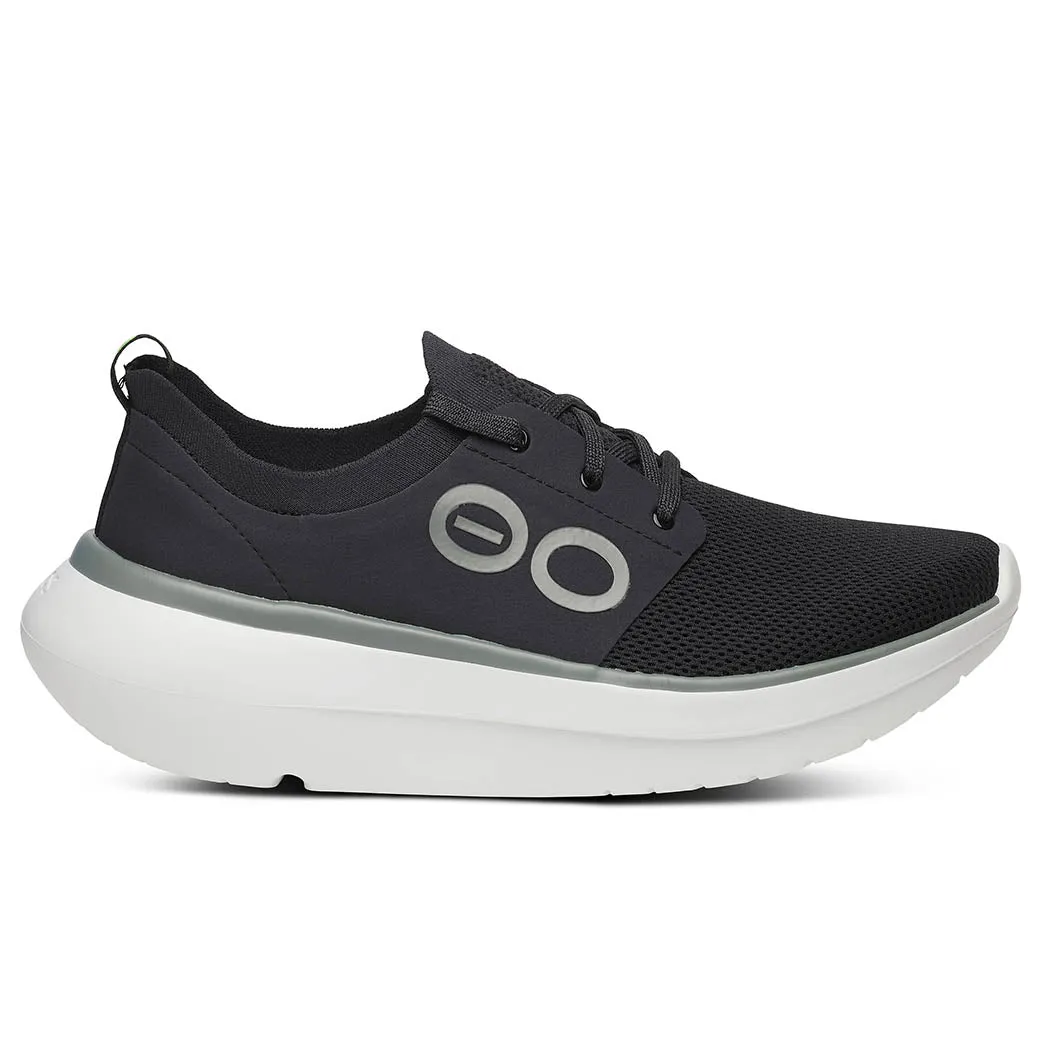 Mens Oofos OOmy Stride in White Black Recycled fabric