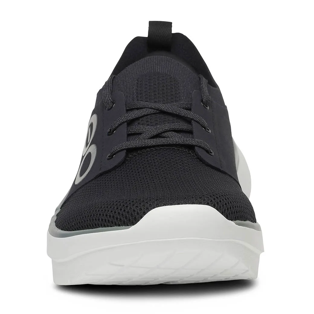 Mens Oofos OOmy Stride in White Black breathable insole