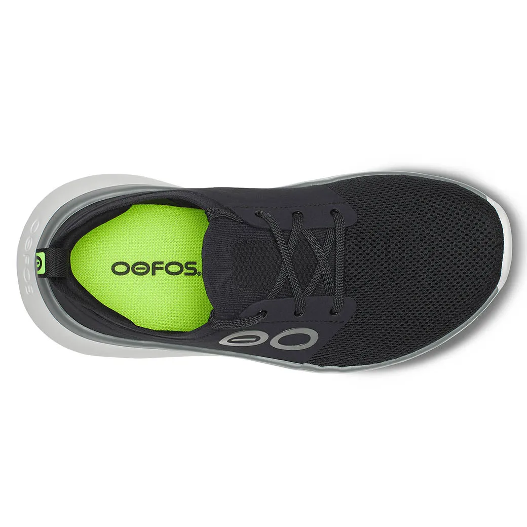 Mens Oofos OOmy Stride in White Black Adjustable Strap Lock