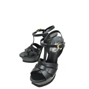 Bridal Stiletto Shoes synthetic leather YSL Black Tribute Platform High Heeled Sandal 35