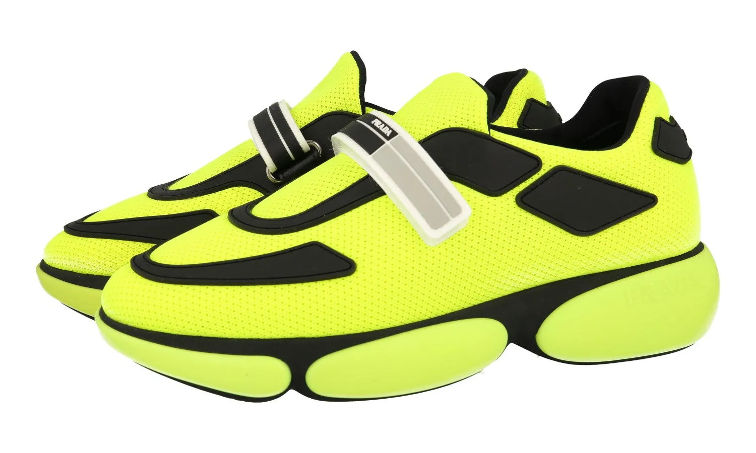 Prada Women's Yellow Cloudbust Sneaker 1E293I Hiking Path Perforated Tongue