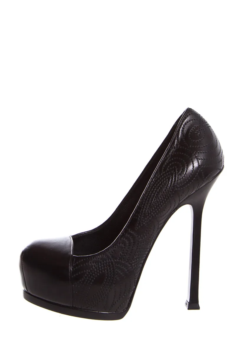 Evening Stilettos YSL Black Embroider Heels SZ 35