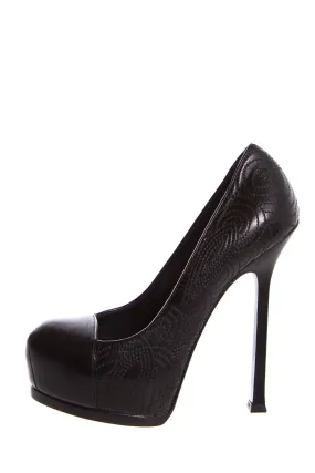 Evening Stilettos YSL Black Embroider Heels SZ 35