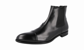 Prada Men's Black Leather Half-Boot 2TA042 City Stroll Trendy Step