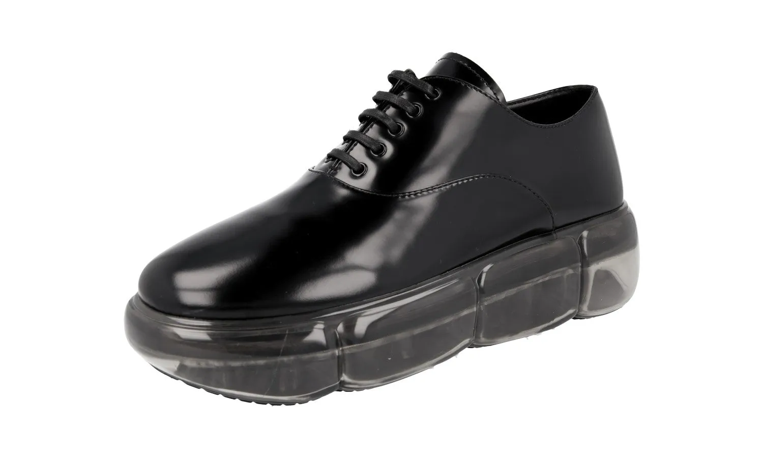 Prada Women's Black Brushed Spazzolato Leather Sneaker 1E431L Functional Run Secure