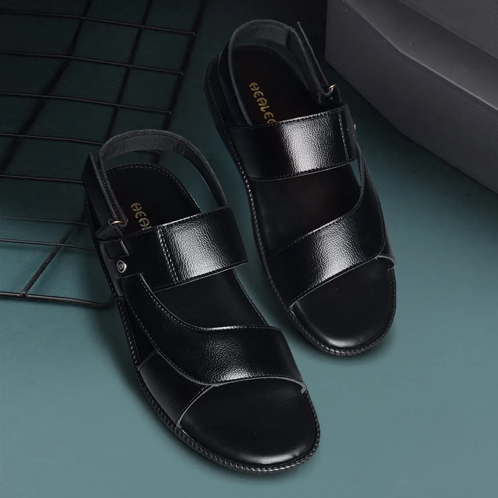 Sleek Flats Garden Walk Healers Black Casual Sandal For Men VCL-103 By Liberty