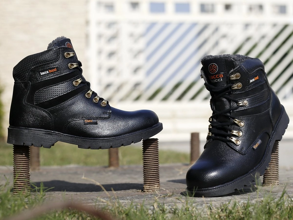 Feather Light Backcountry Camper Bacca Bucci 6 Inches Steel Toe Cap Genuine Grain Leather Boots | Snow Boots with Fur