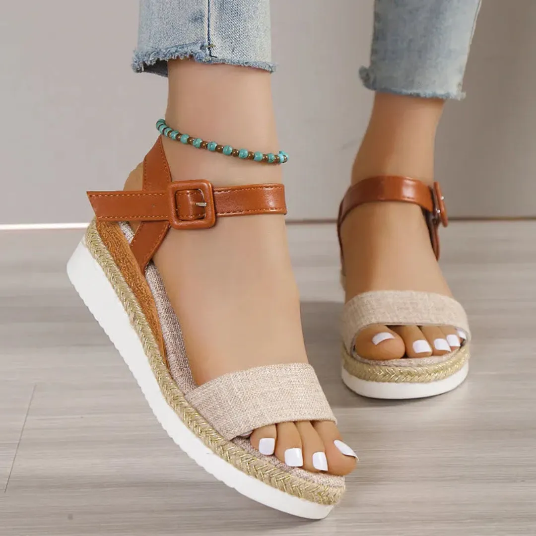 Britney Faux Leather Buckle Strap Espadrille Toe Close