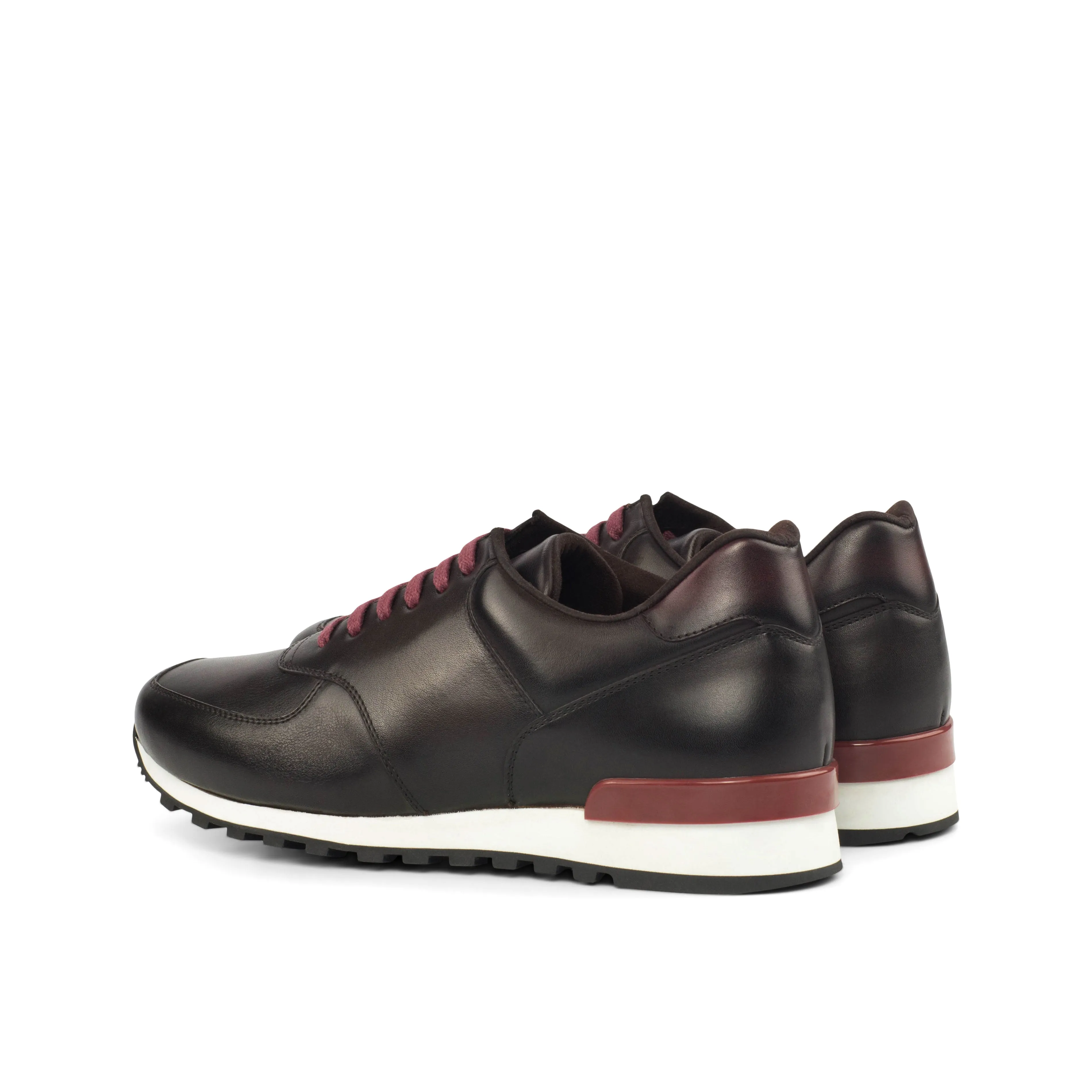 Brown & Burgundy Calf leather Jogger Sneakers multipurpose - functionality shoes