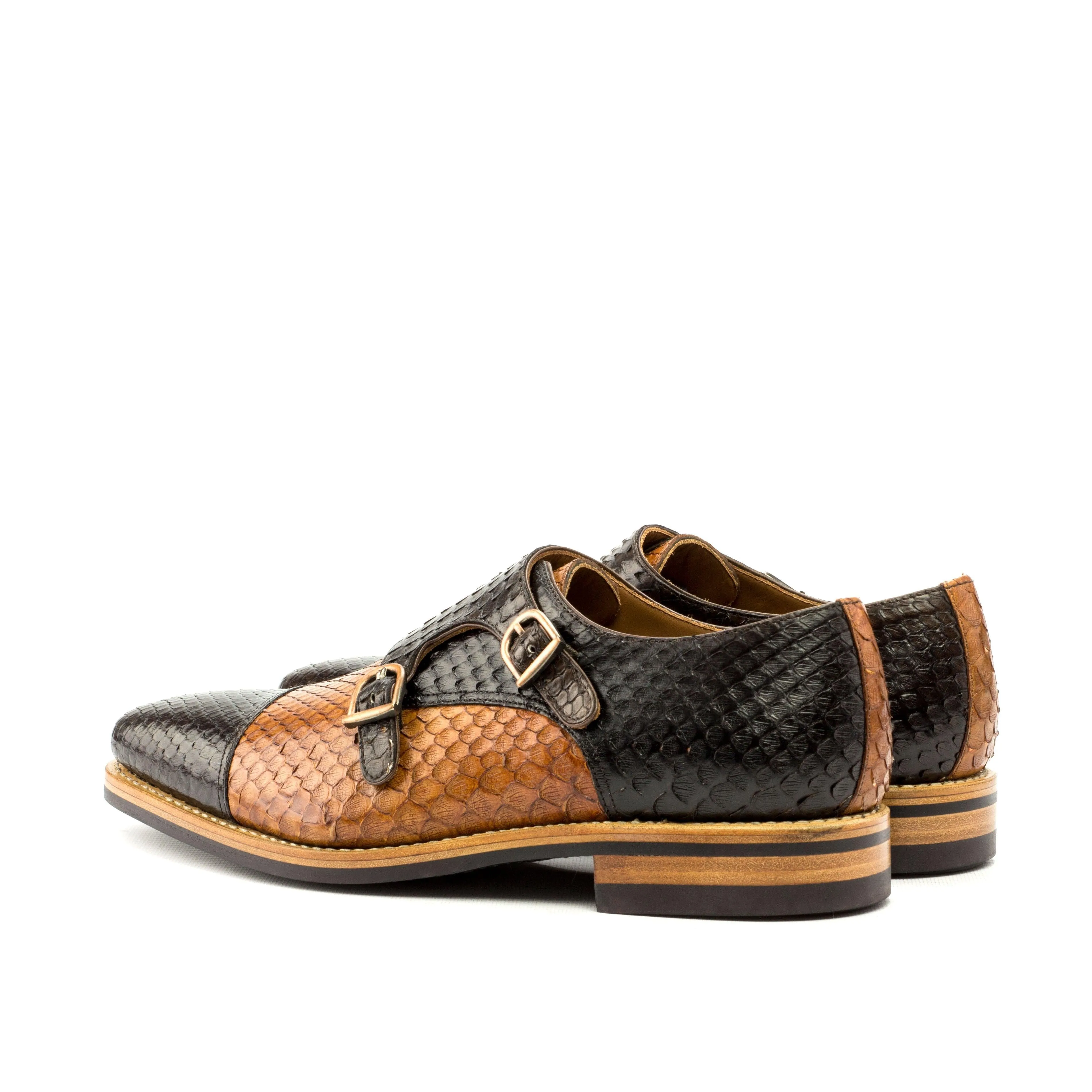 Brown & Cognac Python Double Monk Bright tone
