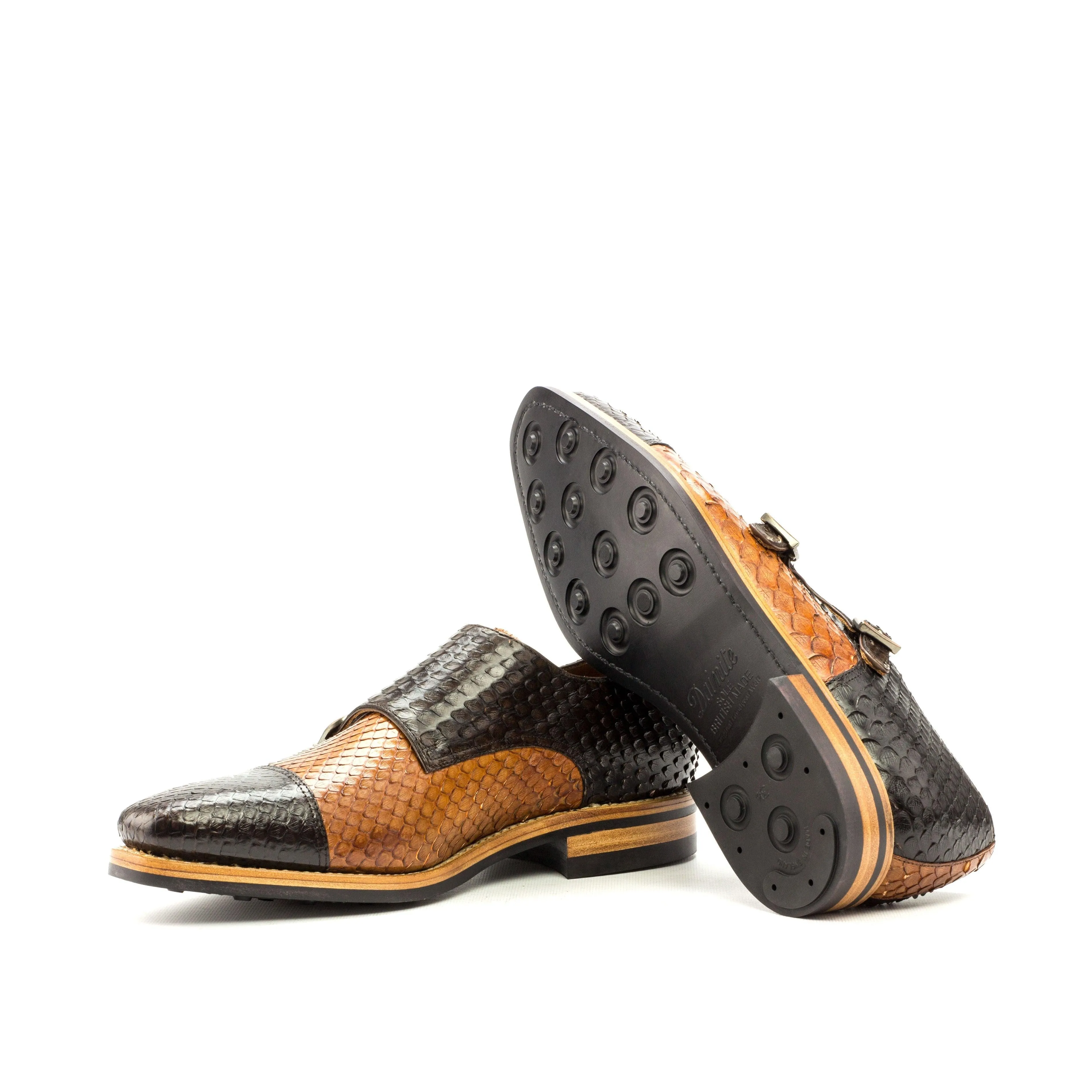 soft fit Premium Interior Brown & Cognac Python Double Monk