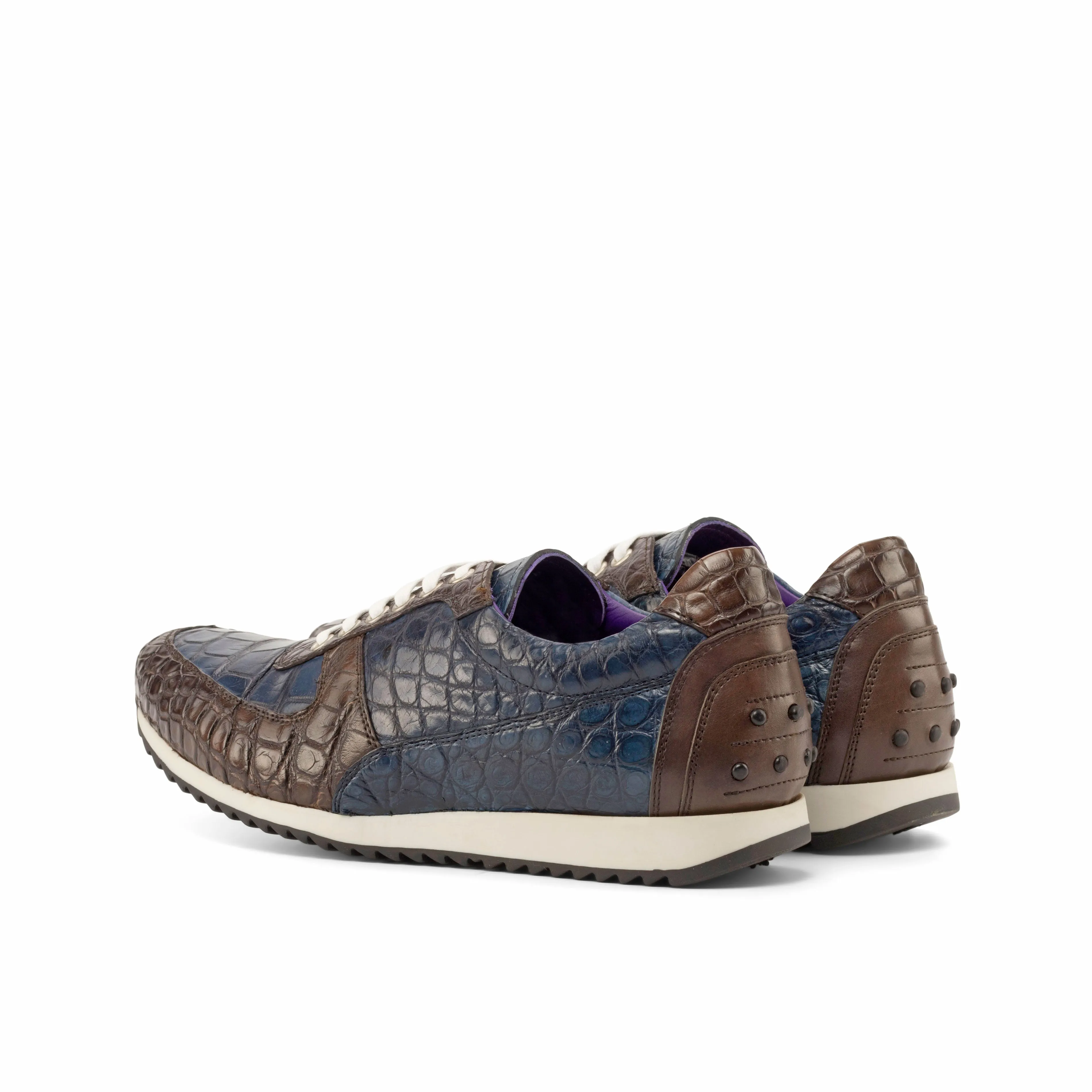 Freedom backpacking - running shoes Brown & Navy Alligator Trainer Sneakers