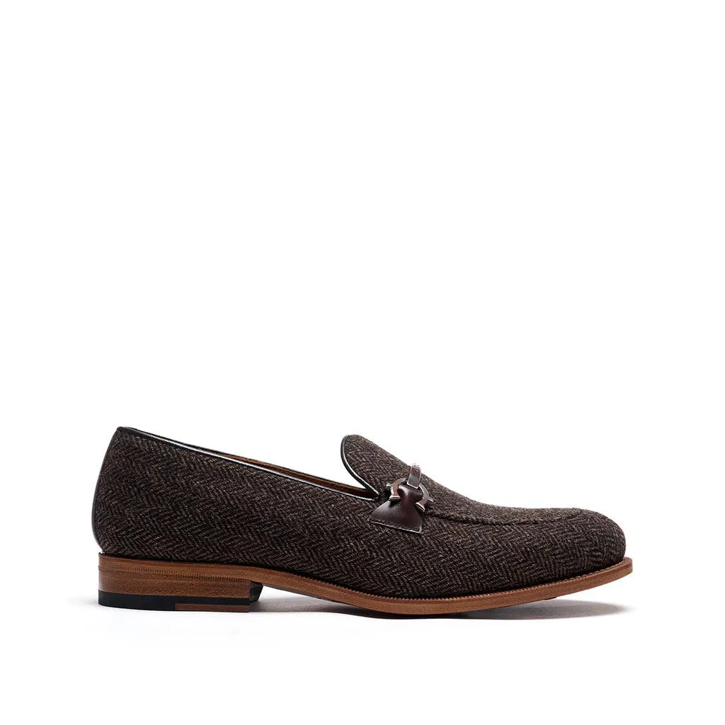 Firm Pace Brown Herringbone Tweed Horsebit Loafer