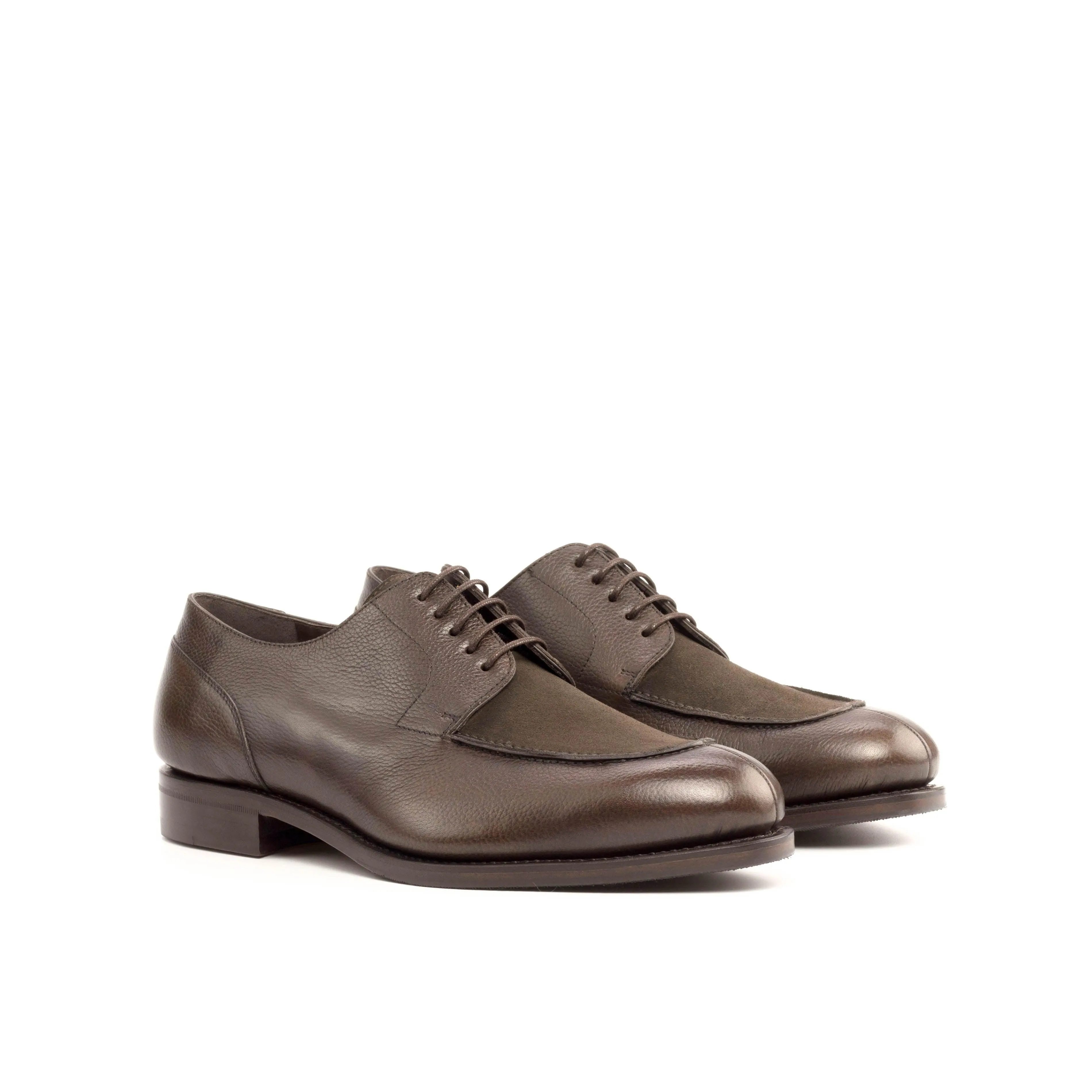 Brown Leather & Suede Split-Toe Derby Shoes Stage Mode Mark Proof
