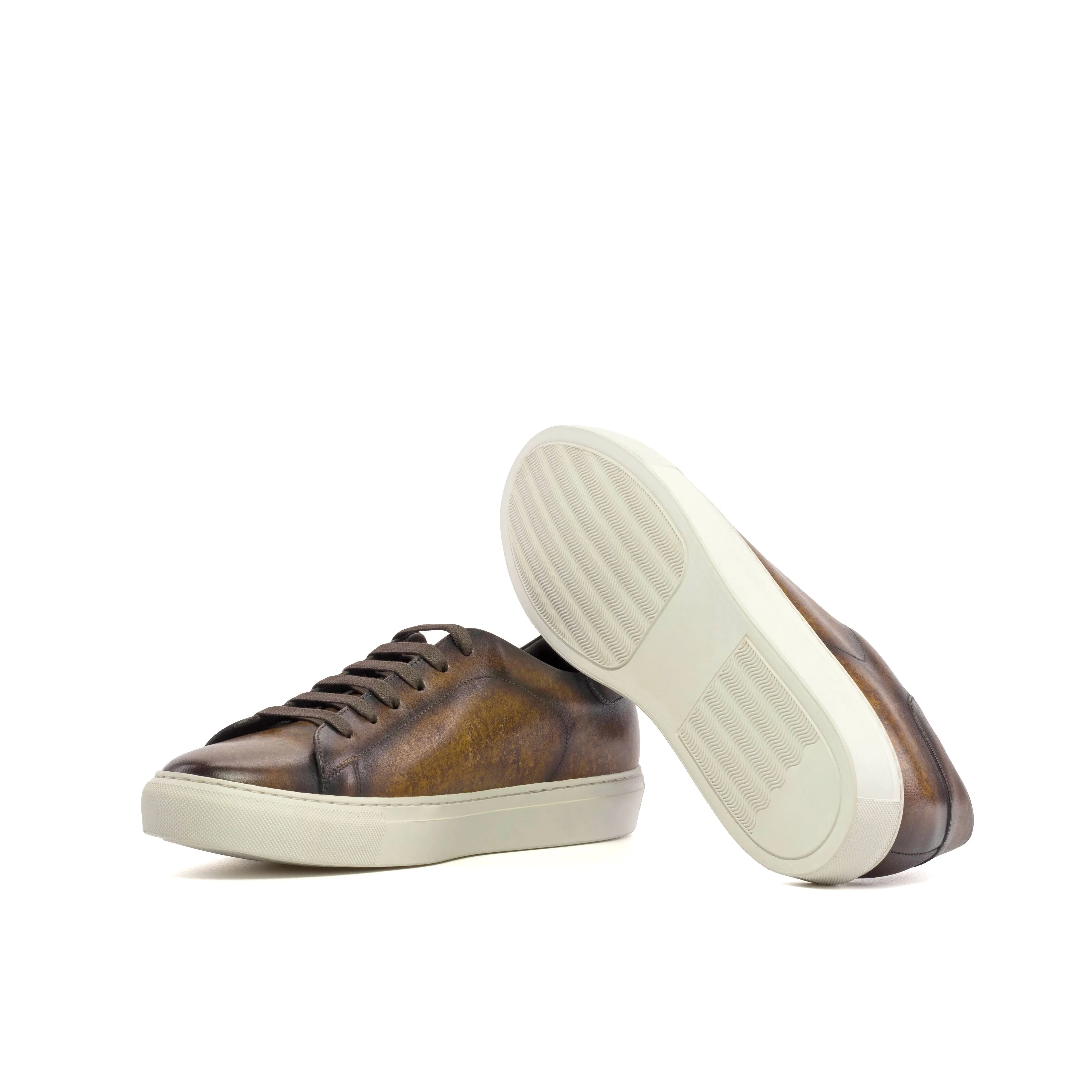 Brown Marble Patina Leather Trainers orthopedic