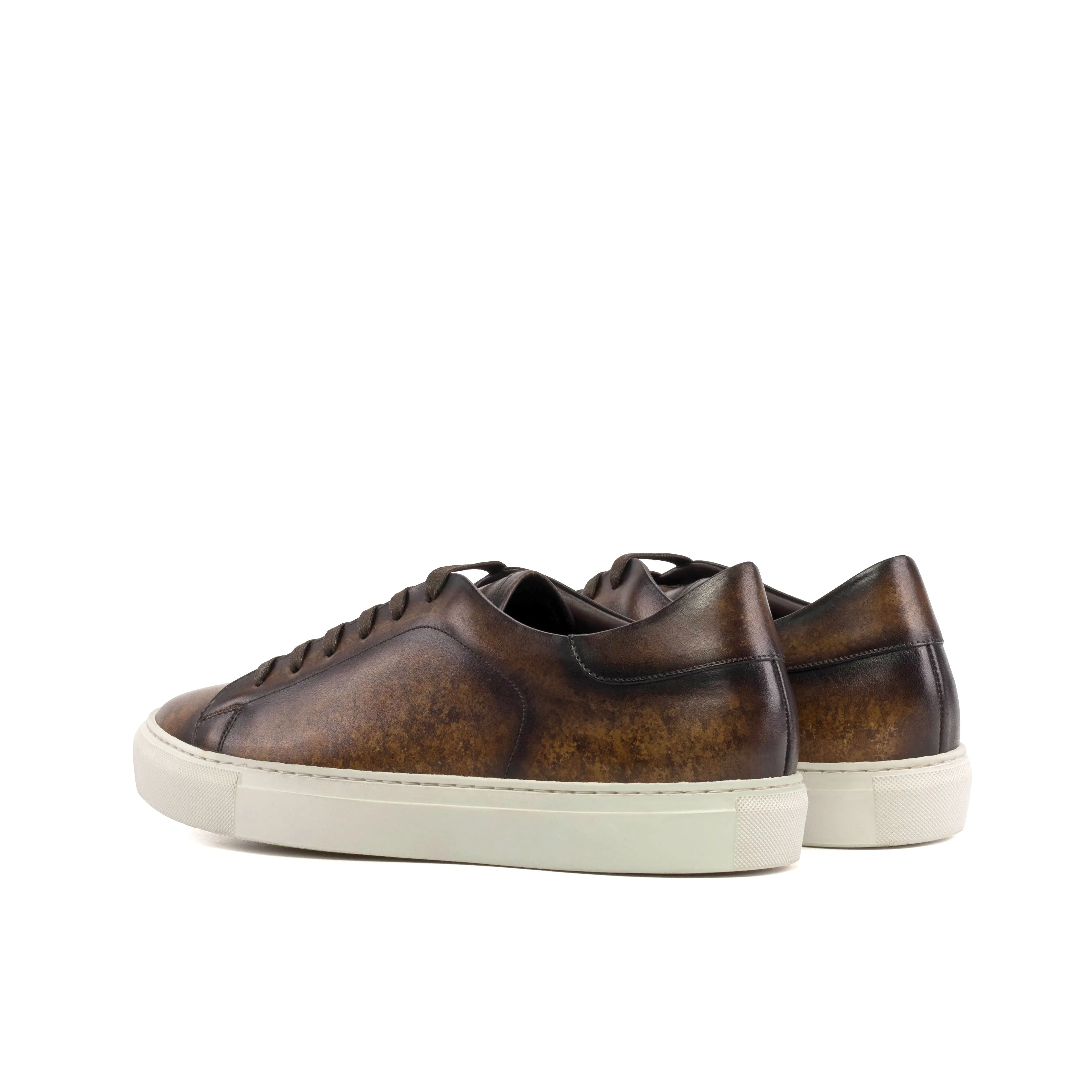 Brown Marble Patina Leather Trainers Stay Light Comfortable Toe