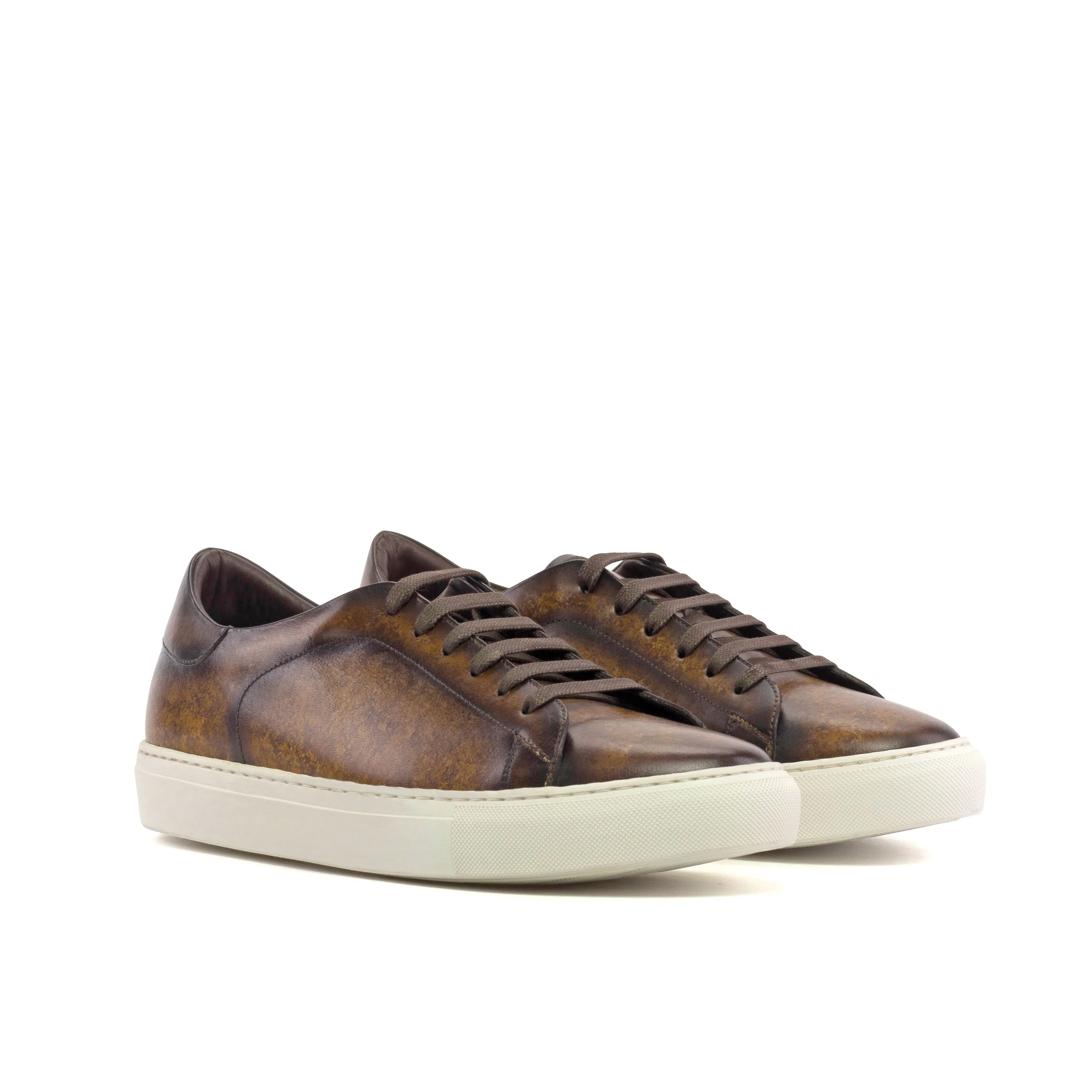 Slim Edge Brown Marble Patina Leather Trainers