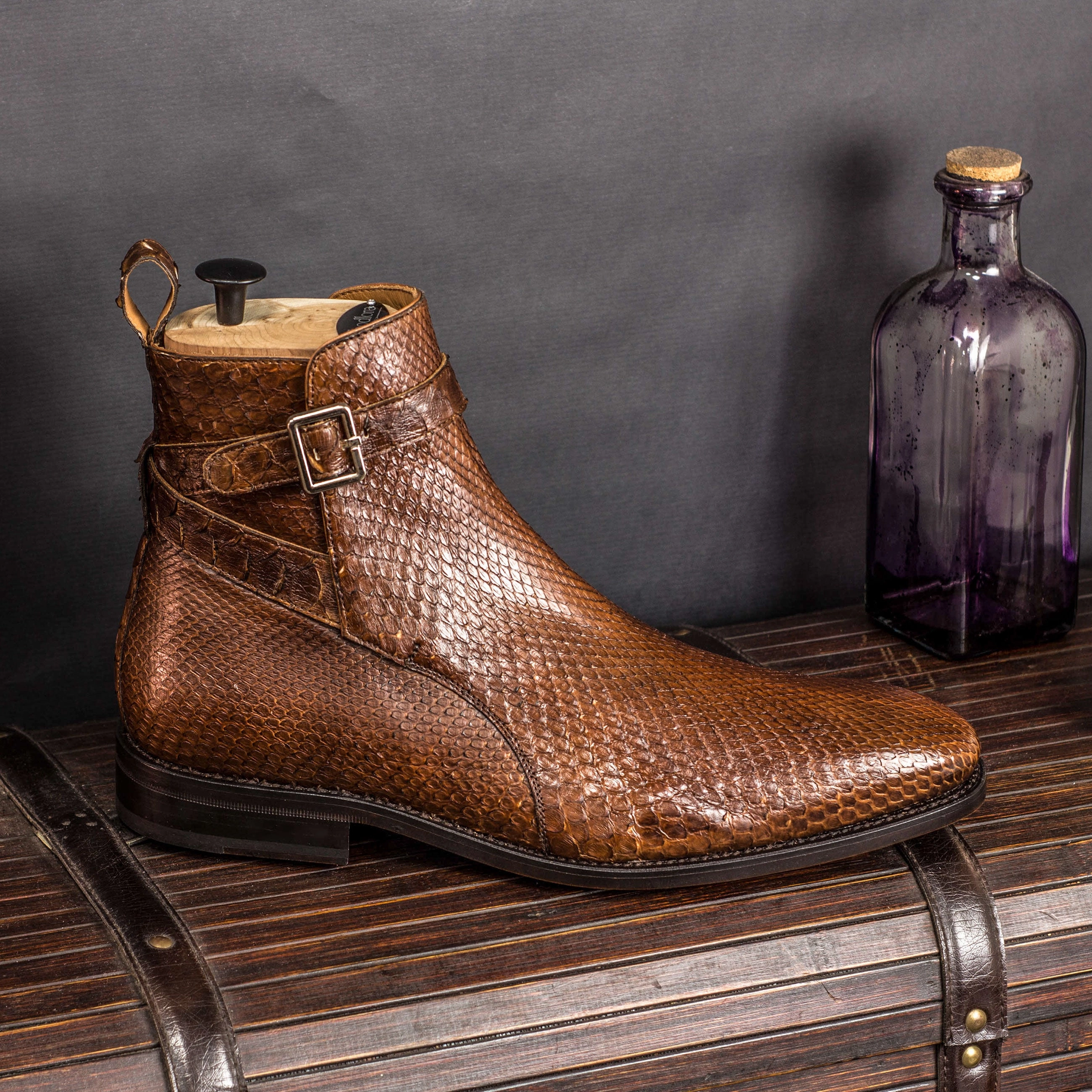 CushionedSole Reinforced Form Weekend Wanderer Brown Exotic Python Jodhpur Boots