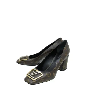 Louis Vuitton Monogram Madeleine Block Heel Pump 40 Quick Fit