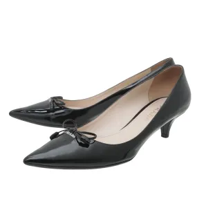 Prada Black Pointed Bow Low Heels Pumps 38.5 Quick Drying Work Commute Jungle Path