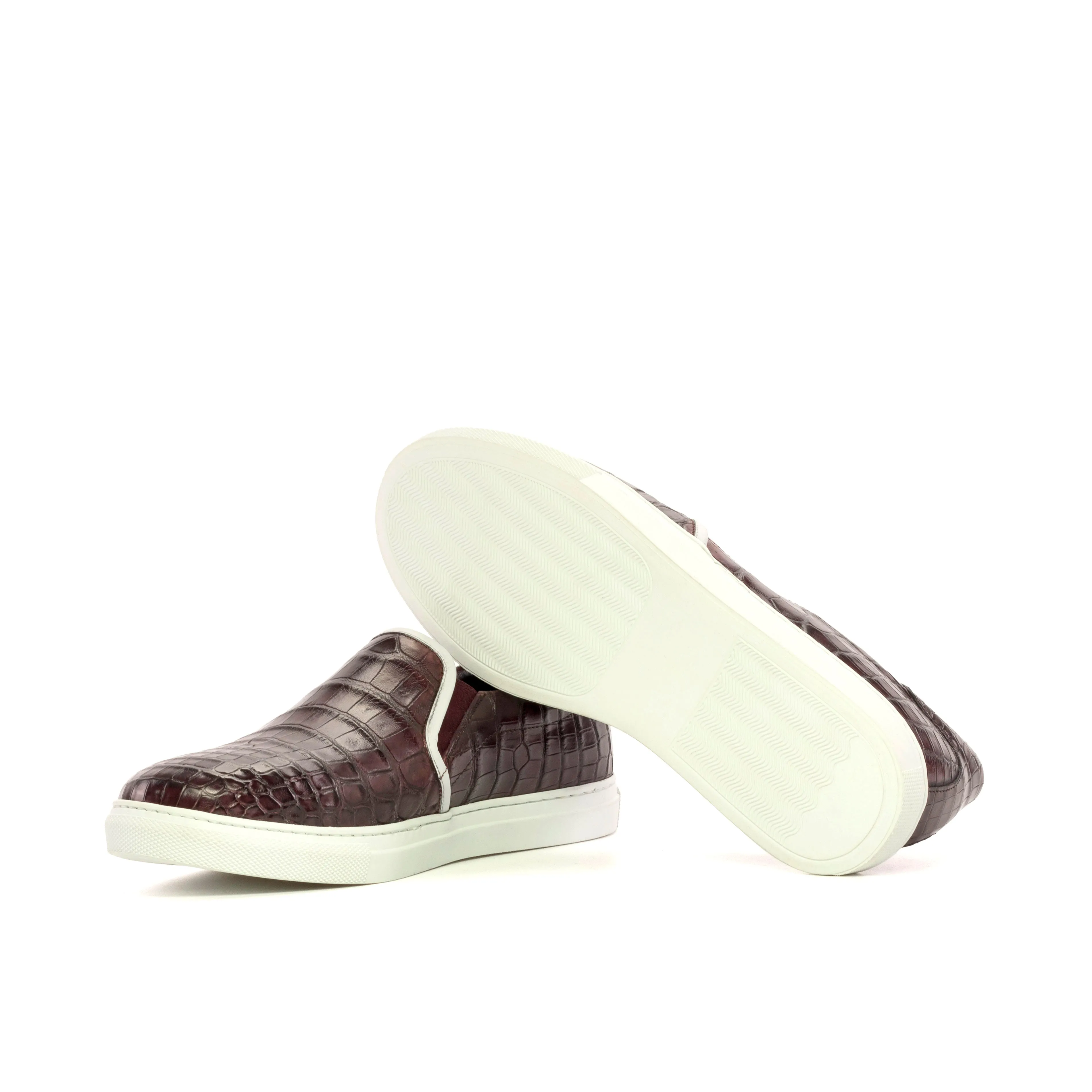 High   Top Style Burgundy Alligator Slip-On Sneakers