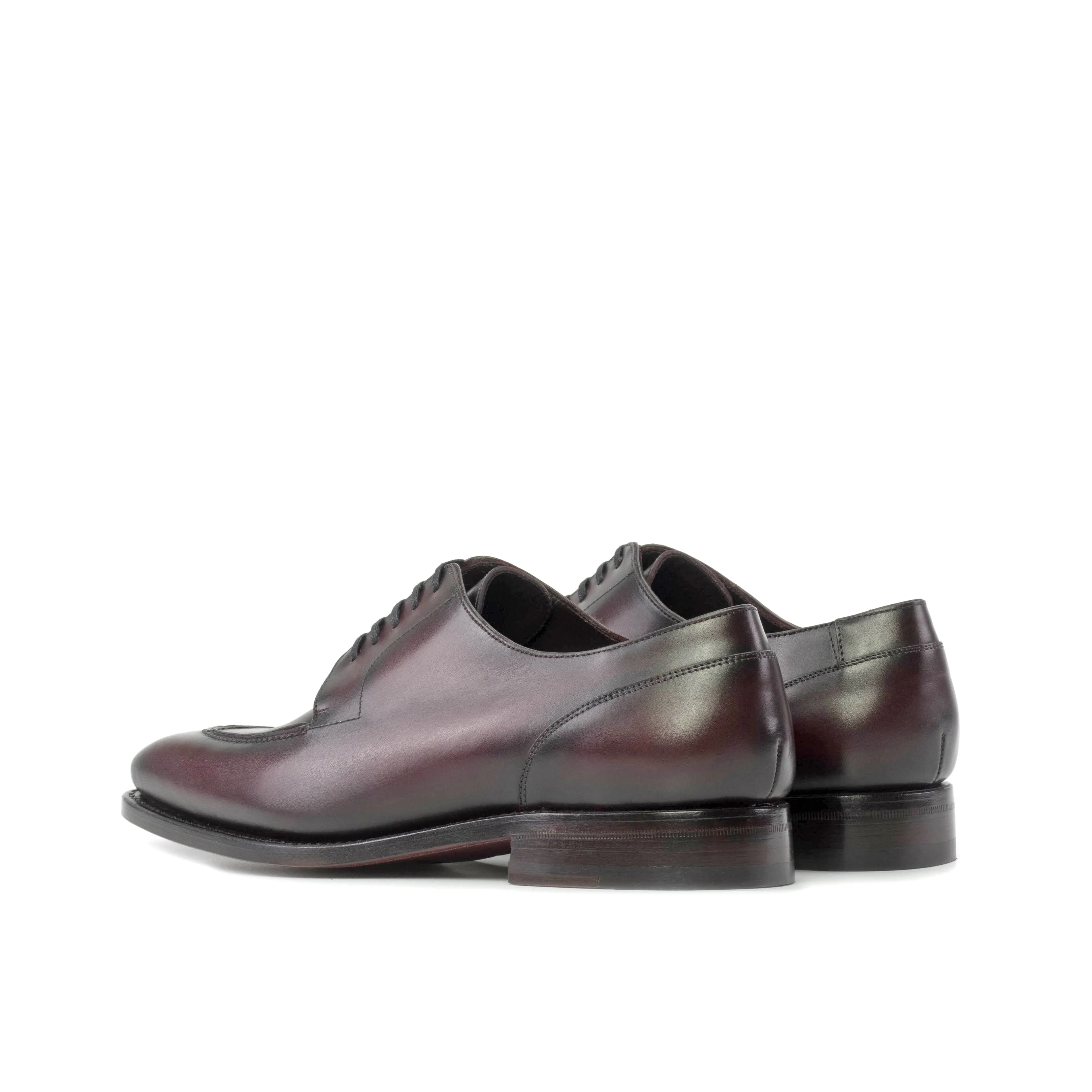 Burgundy Box Calf Leather Split Toe Derby Quiet Walkway